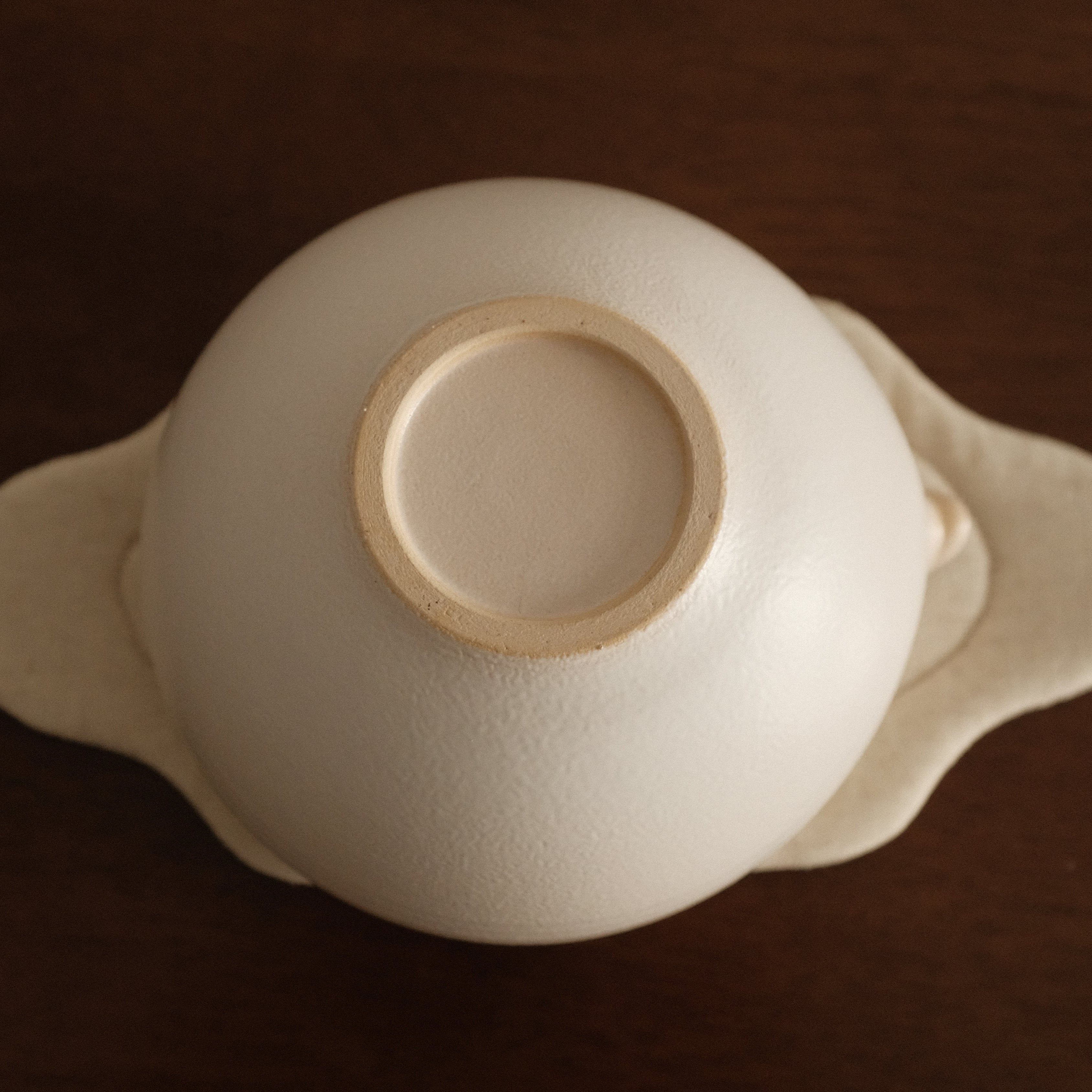 Yuli Handmade Matte Snow White Katakuchi Matcha Bowl Powdered Glaze Underglazed Stoneware