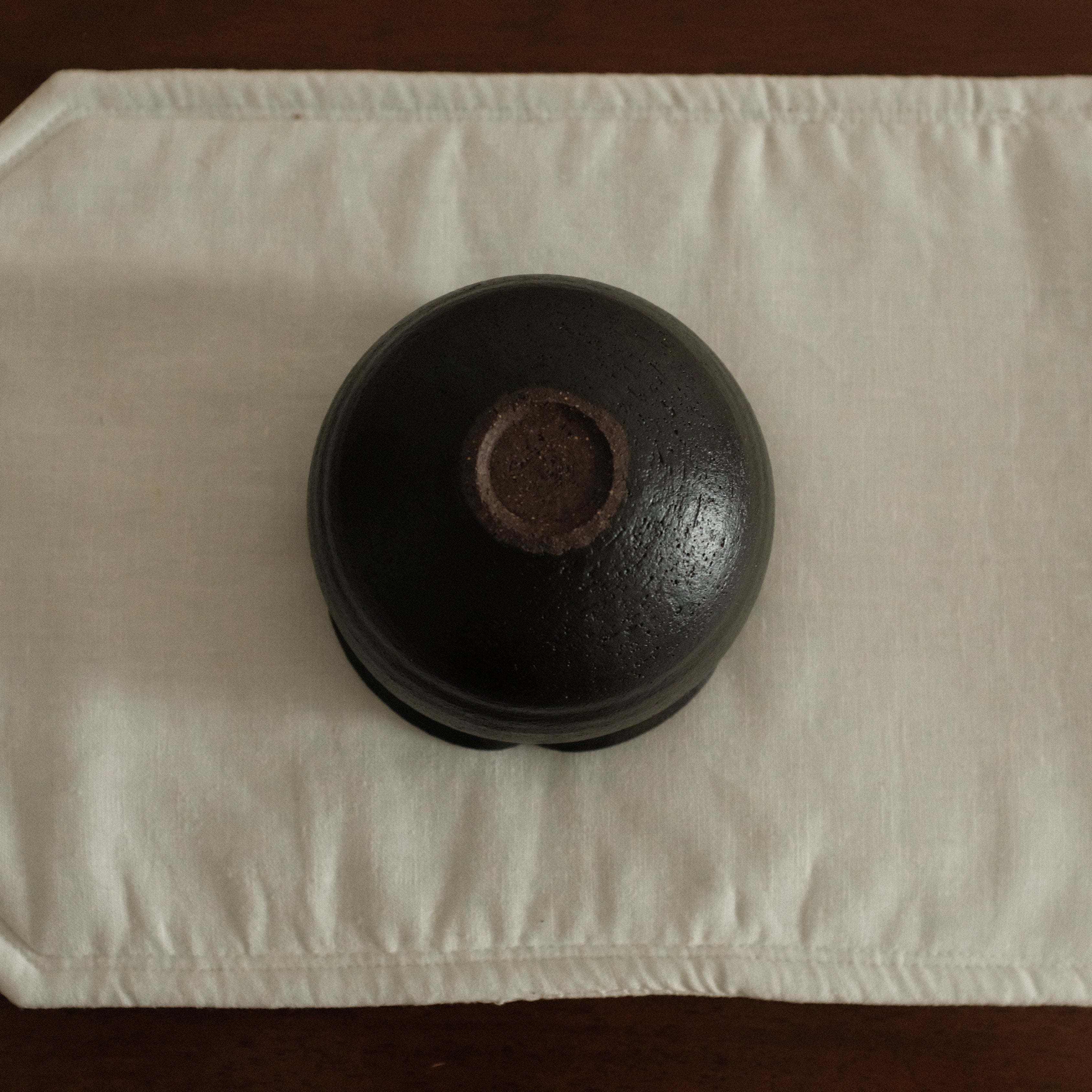 Yuli Handmade Ebony Black Floral Rim Cup Black Glaze Underglazed Stoneware