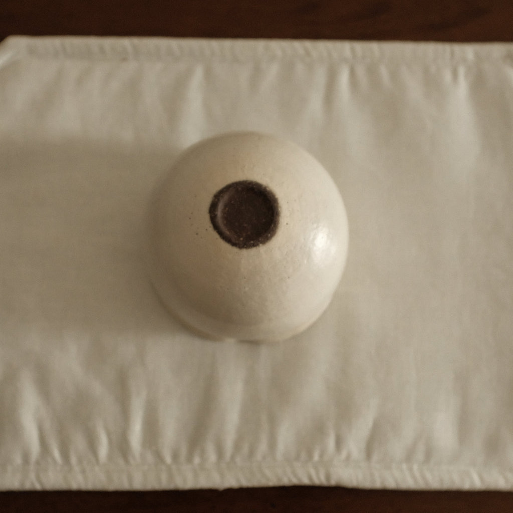 Yuli Handmade Snow White Floral Rim Cup Powdered Glaze Underglazed Stoneware