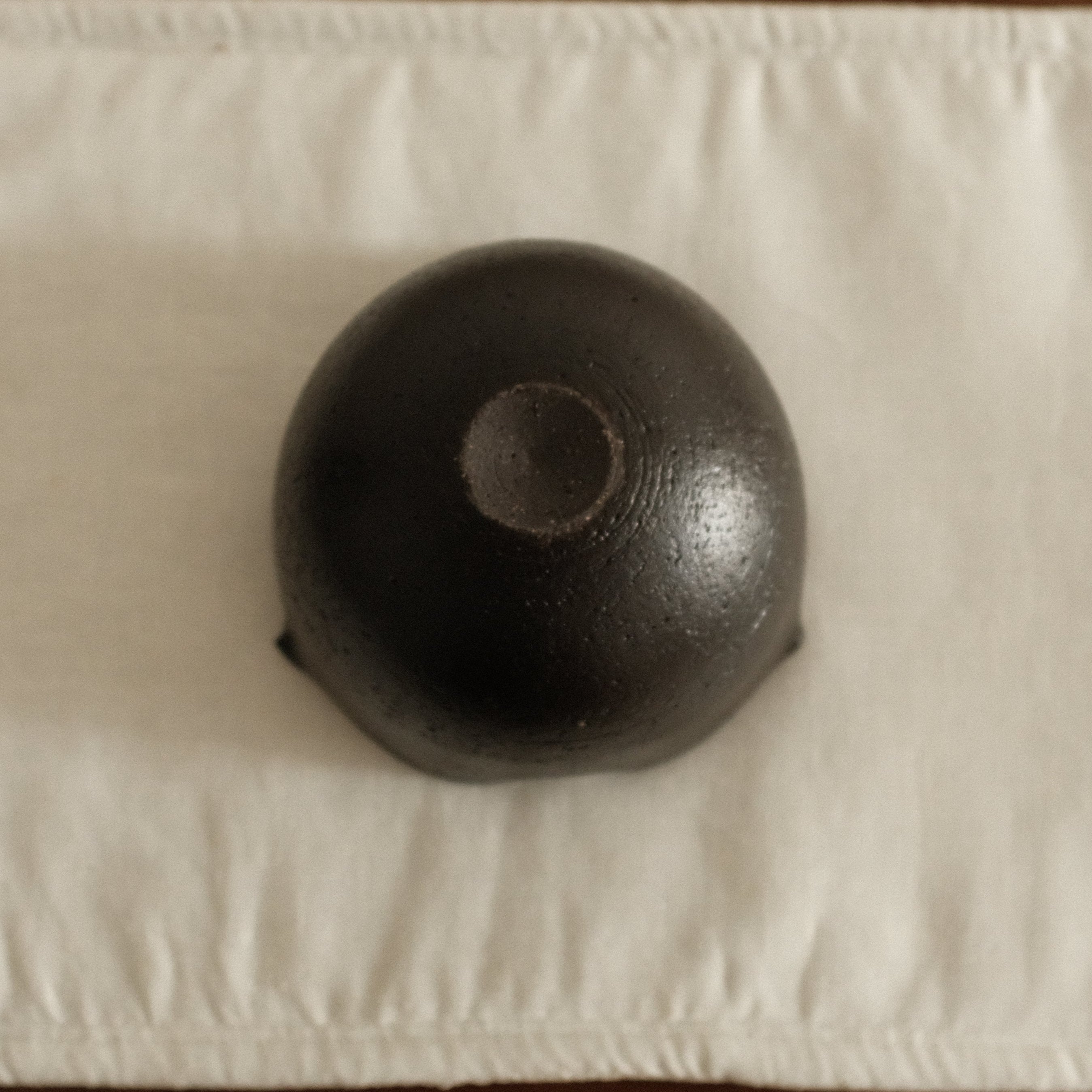 Yuli Handmade Ebony Black Three Petals Floral Rim Cup Black Glaze Underglazed Stoneware