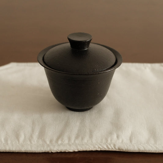 Yuli Handmade Ebony Black Glaze Gaiwan Teaware Black Glaze Underglazed Stoneware