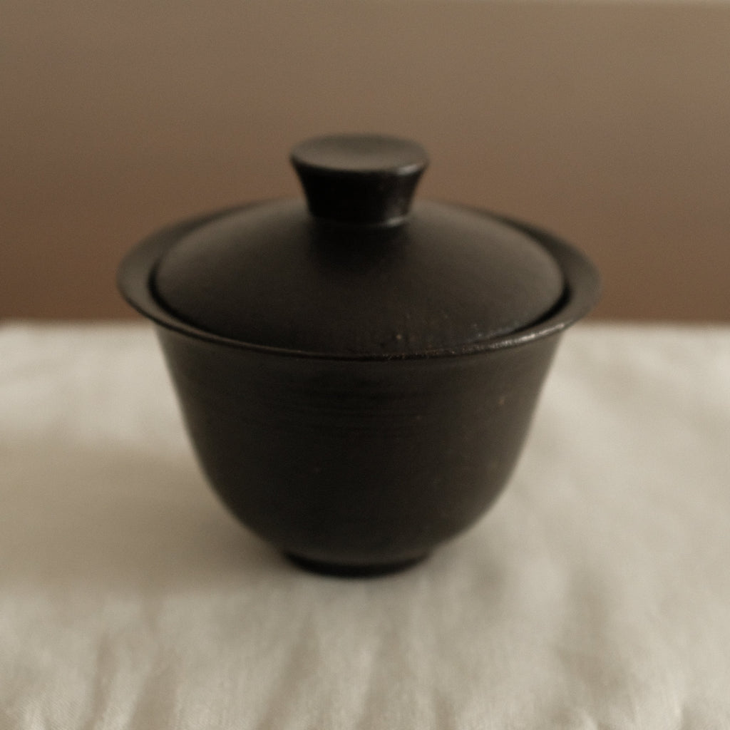 Yuli Handmade Ebony Black Glaze Gaiwan Teaware Black Glaze Underglazed Stoneware
