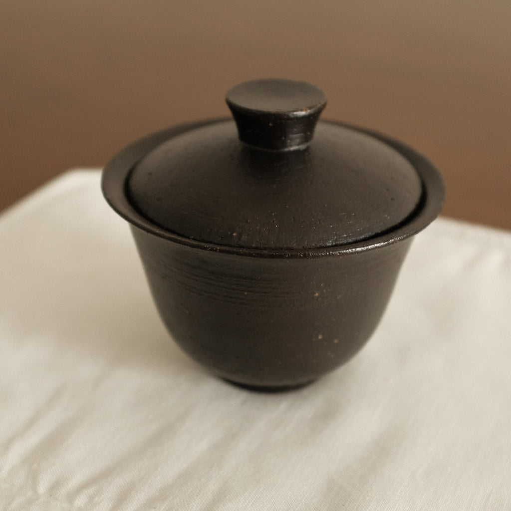 Yuli Handmade Ebony Black Glaze Gaiwan Teaware Black Glaze Underglazed Stoneware