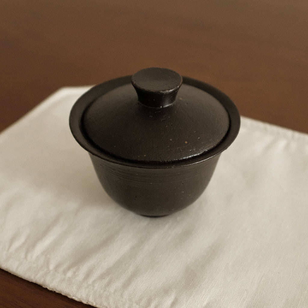 Yuli Handmade Ebony Black Glaze Gaiwan Teaware Black Glaze Underglazed Stoneware
