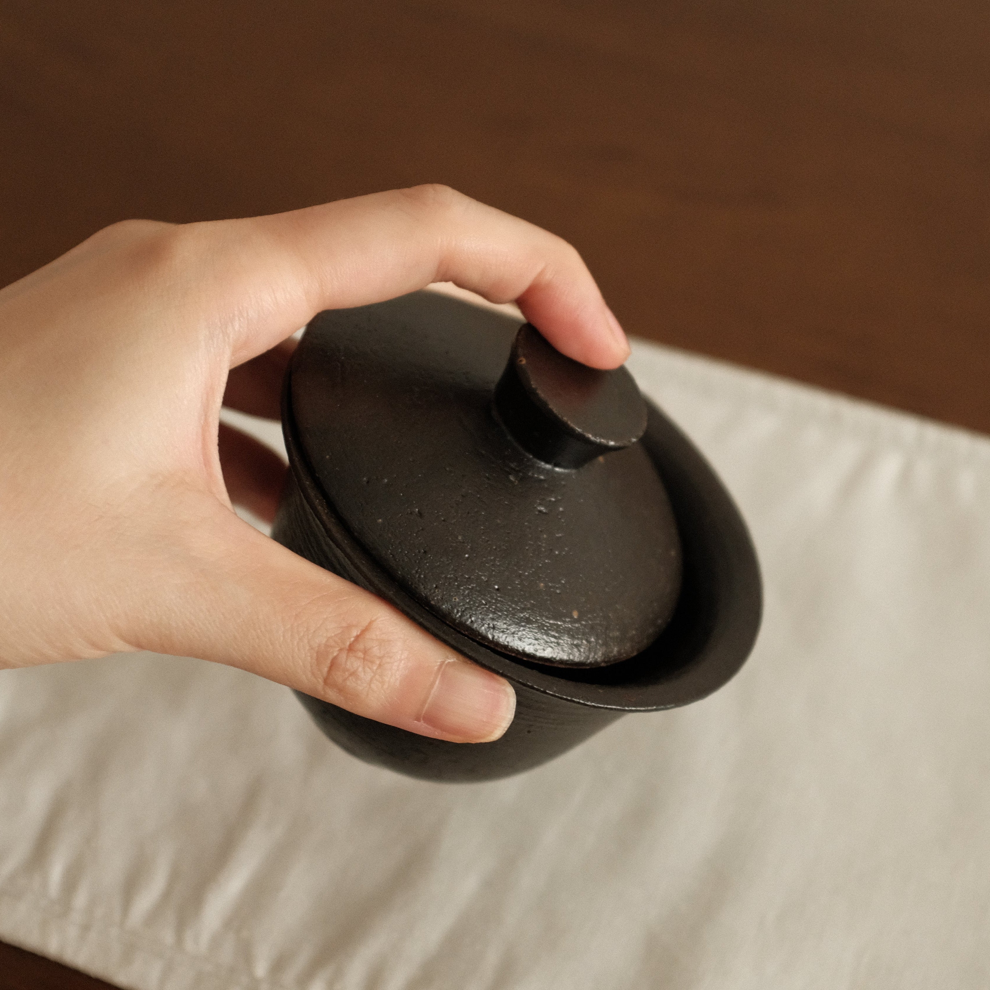 Yuli Handmade Ebony Black Glaze Gaiwan Teaware Black Glaze Underglazed Stoneware