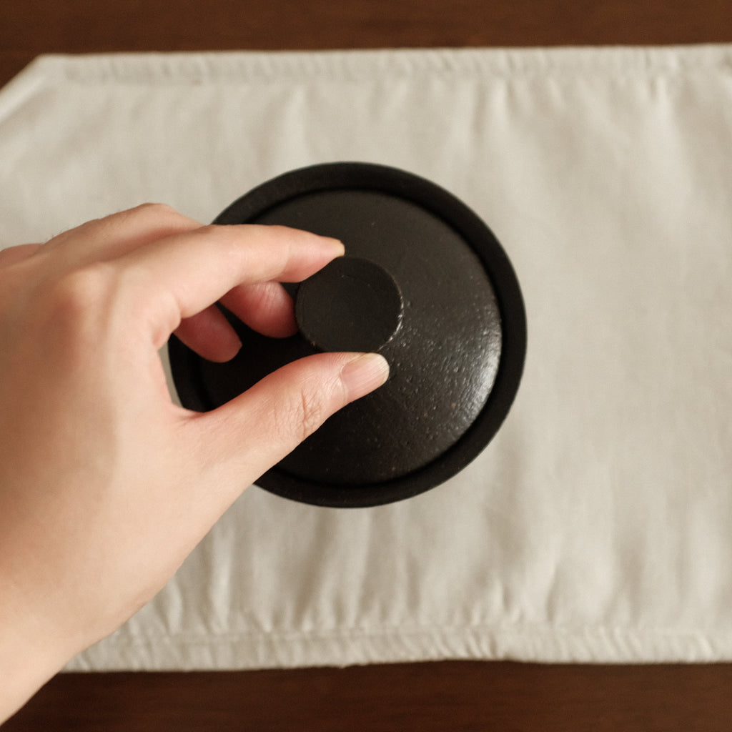 Yuli Handmade Ebony Black Glaze Gaiwan Teaware Black Glaze Underglazed Stoneware