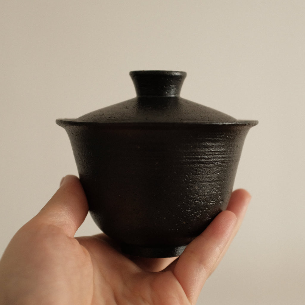 Yuli Handmade Ebony Black Glaze Gaiwan Teaware Black Glaze Underglazed Stoneware