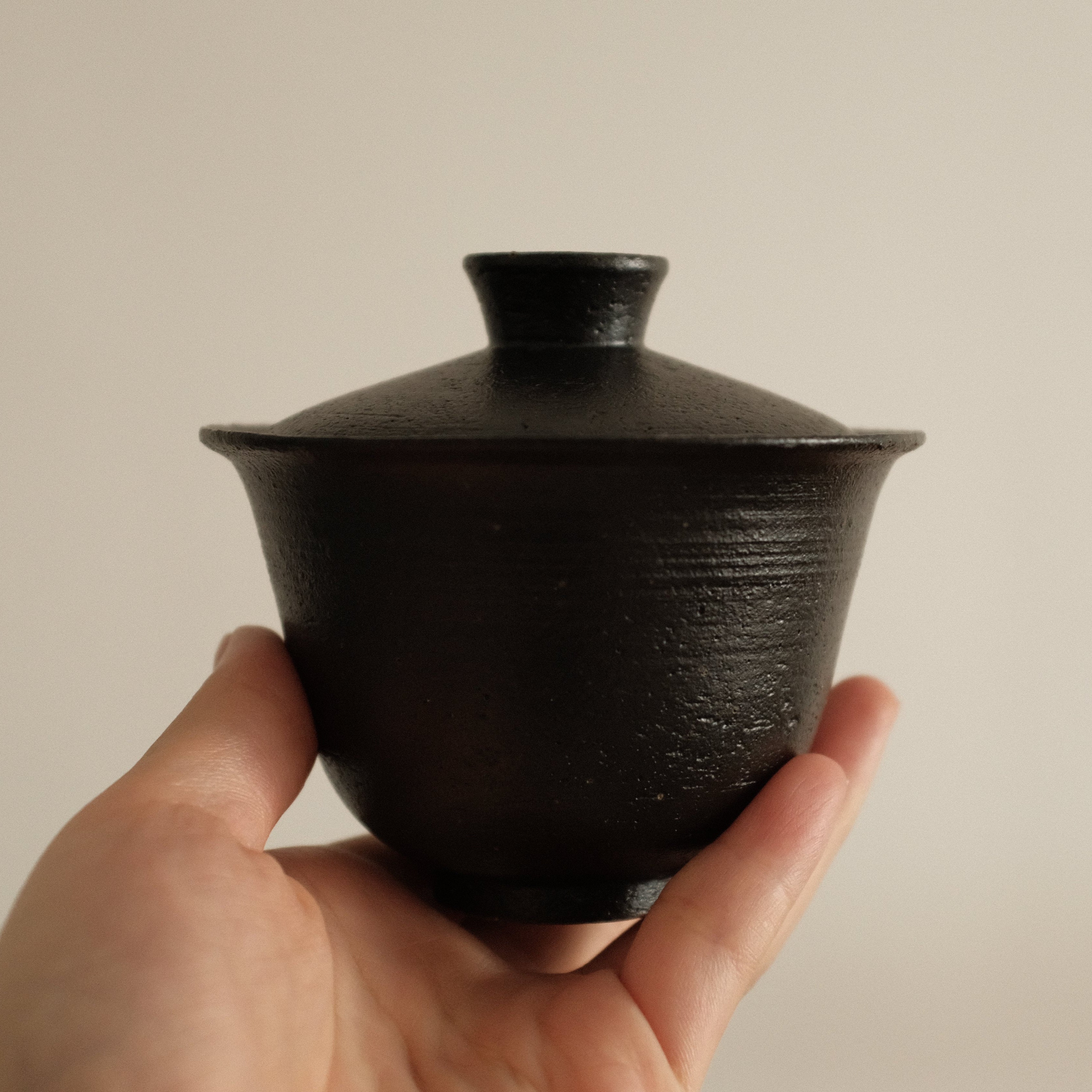 Yuli Handmade Ebony Black Glaze Gaiwan Teaware Black Glaze Underglazed Stoneware