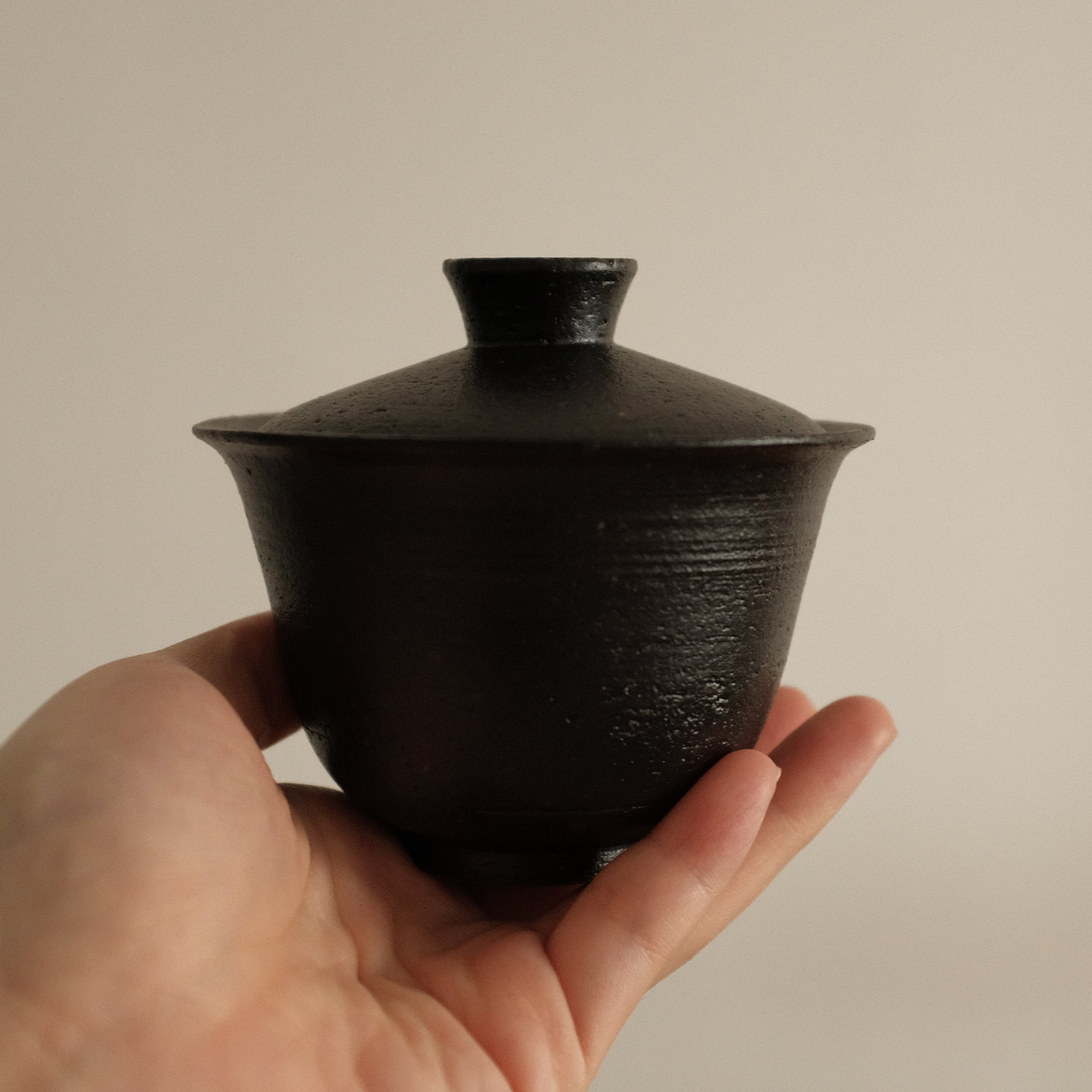 Yuli Handmade Ebony Black Glaze Gaiwan Teaware Black Glaze Underglazed Stoneware
