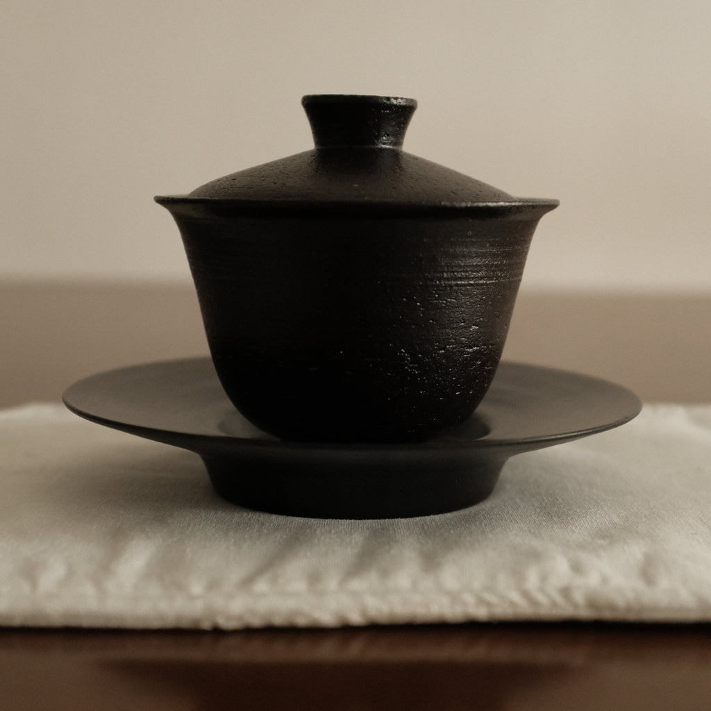 Yuli Handmade Ebony Black Glaze Gaiwan Teaware Black Glaze Underglazed Stoneware