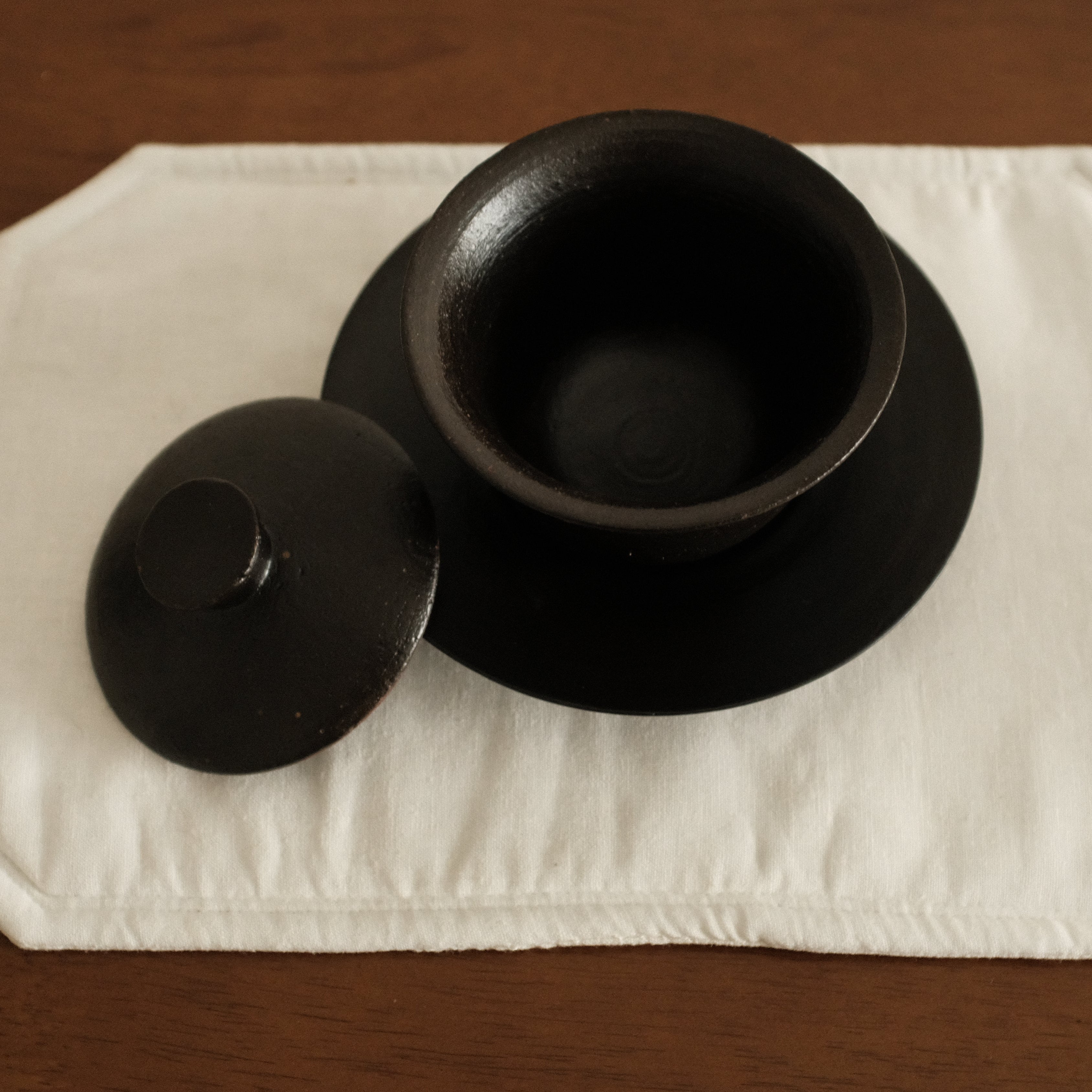 Yuli Handmade Ebony Black Glaze Gaiwan Teaware Black Glaze Underglazed Stoneware