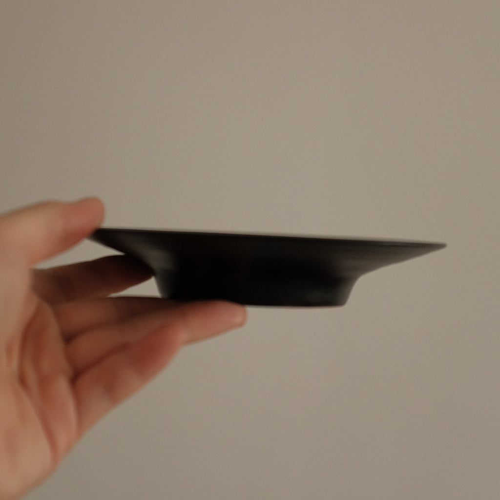 Yuli Handmade Ebony Black Glaze Tea Plate Black Glaze Underglazed Stoneware