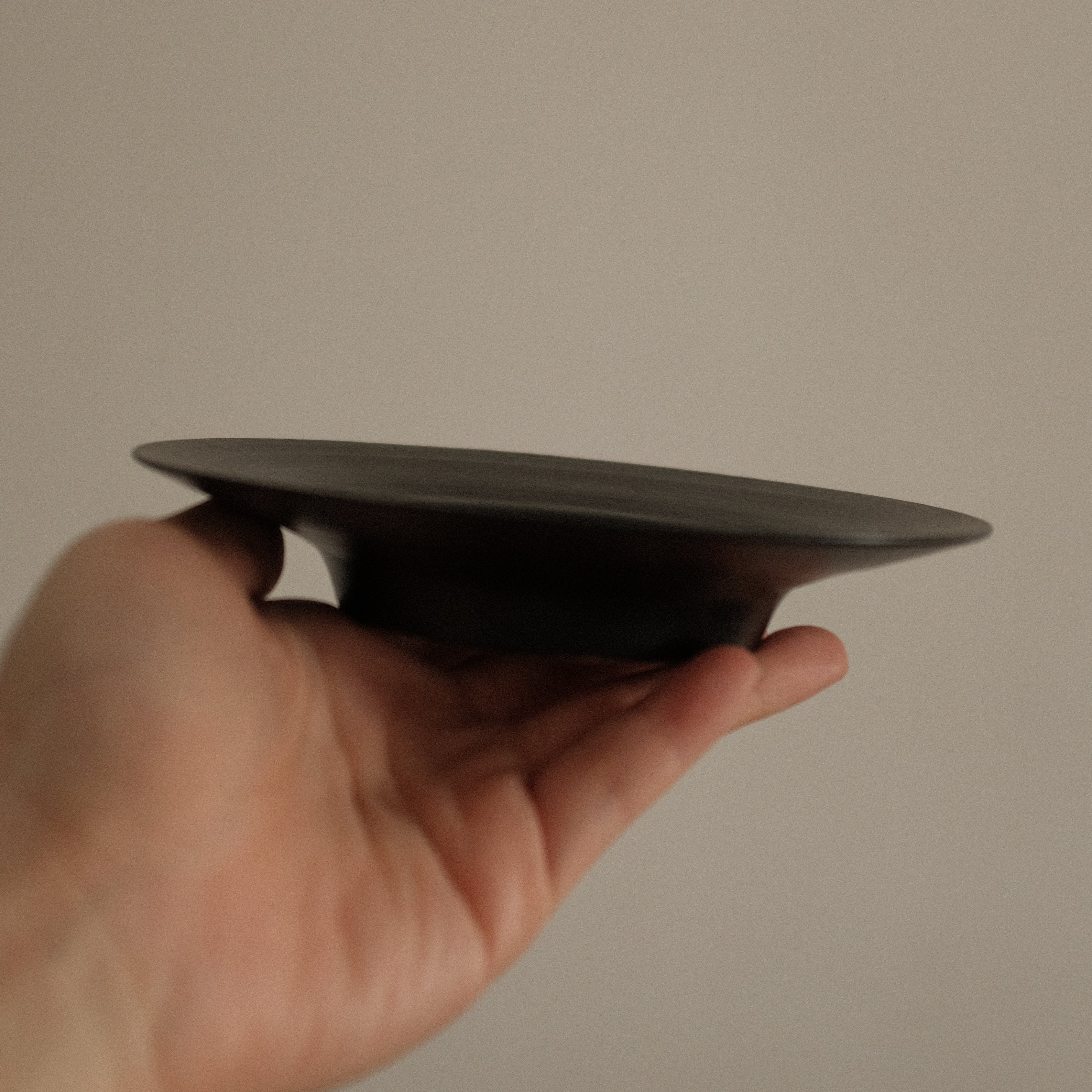 Yuli Handmade Ebony Black Glaze Tea Plate Black Glaze Underglazed Stoneware