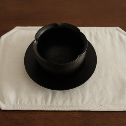 Yuli Handmade Ebony Black Glaze Tea Plate Black Glaze Underglazed Stoneware