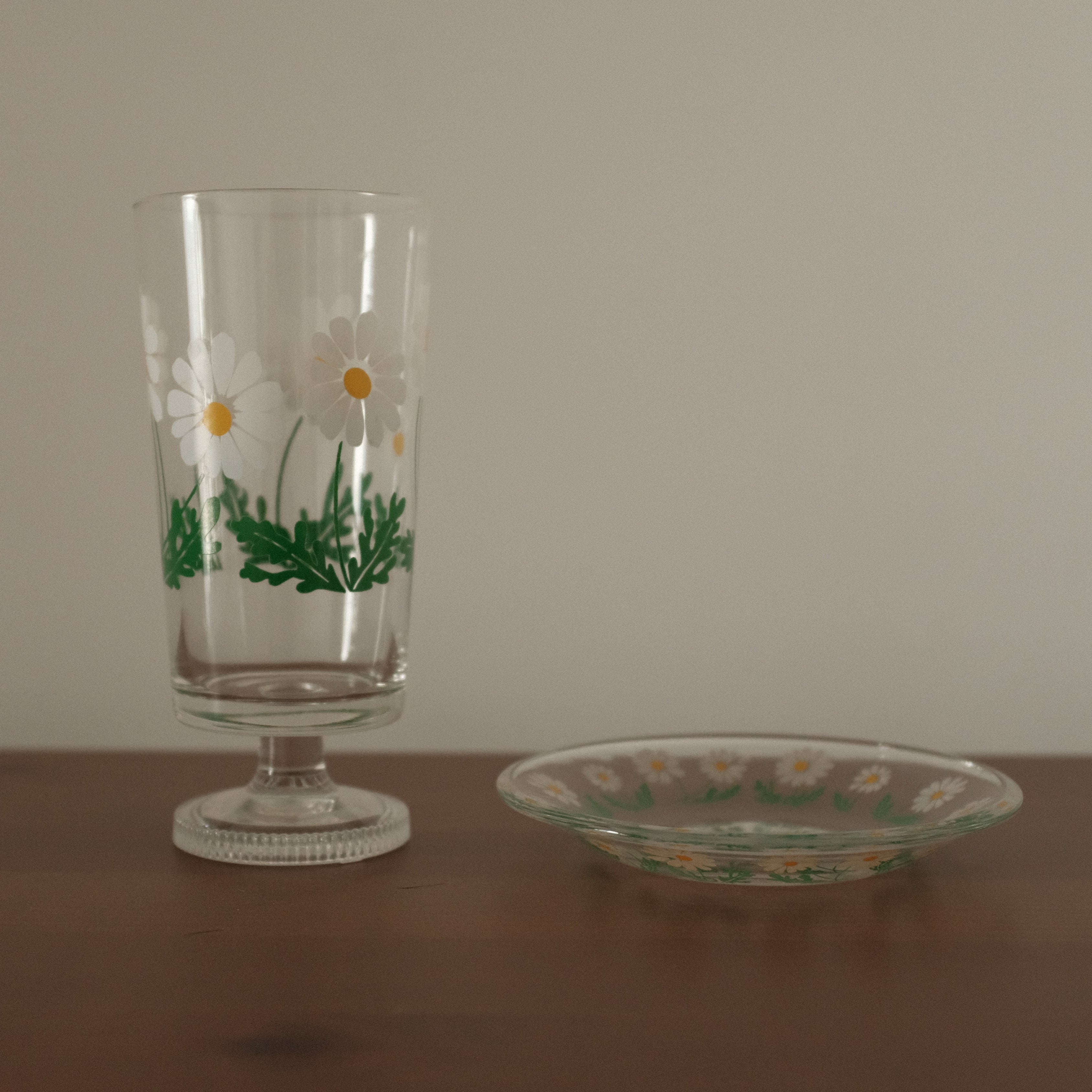 Aderia Retro Japan Nobana Wildflowers Glass with Legs and Plate Gift Set