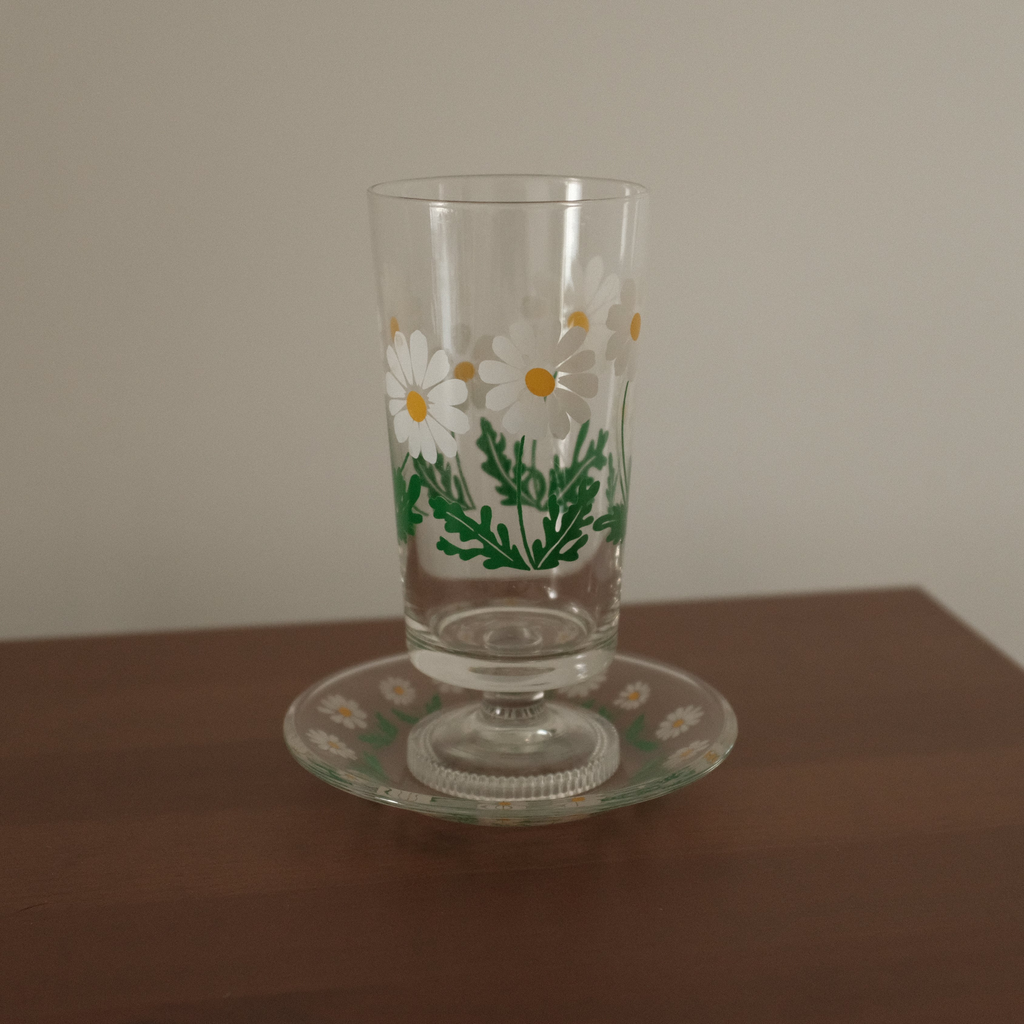 Aderia Retro Japan Nobana Wildflowers Glass with Legs and Plate Gift Set