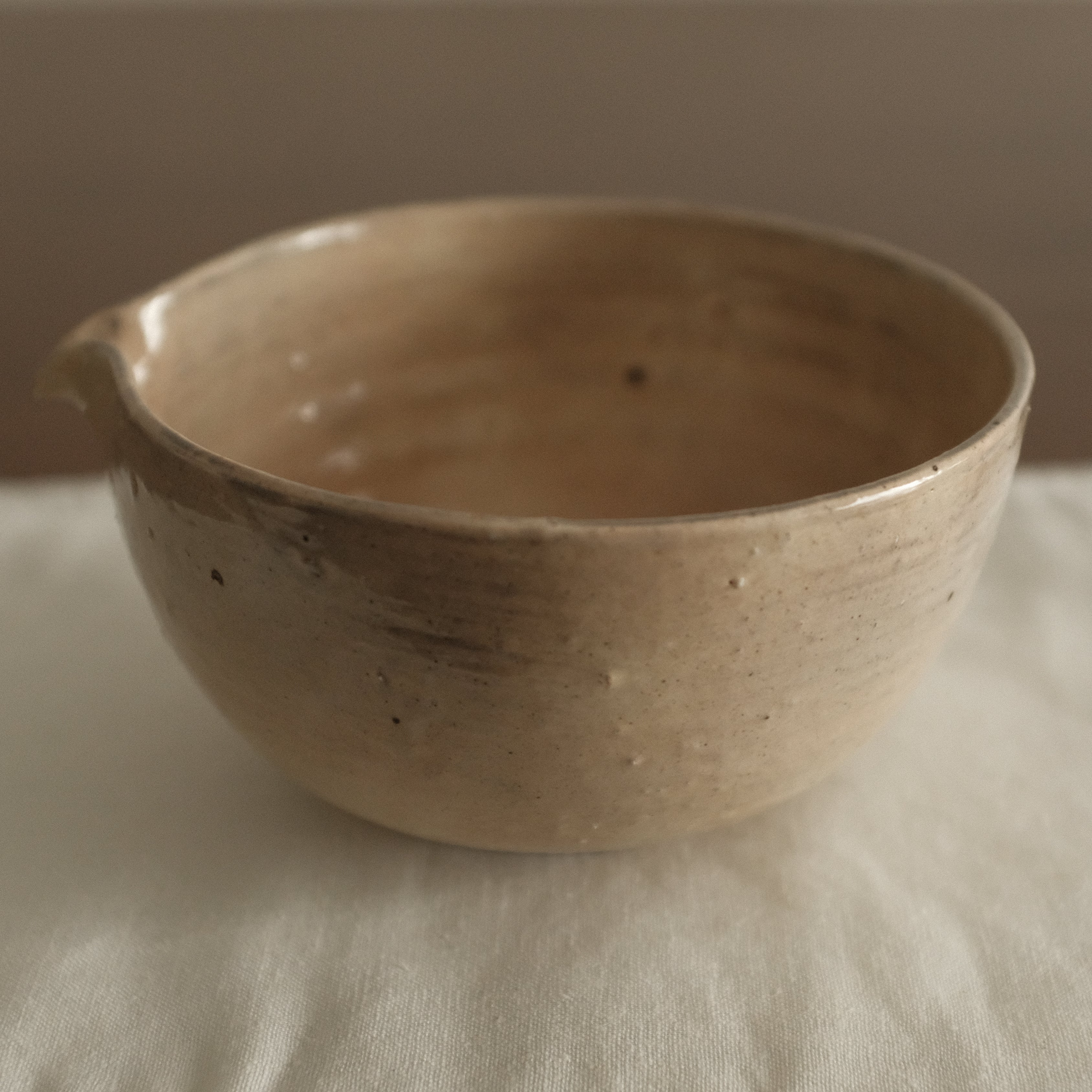 Deer Spotted Glaze Pink Grey Katakuchi Chawan Matcha Bowl Yuli Handmade