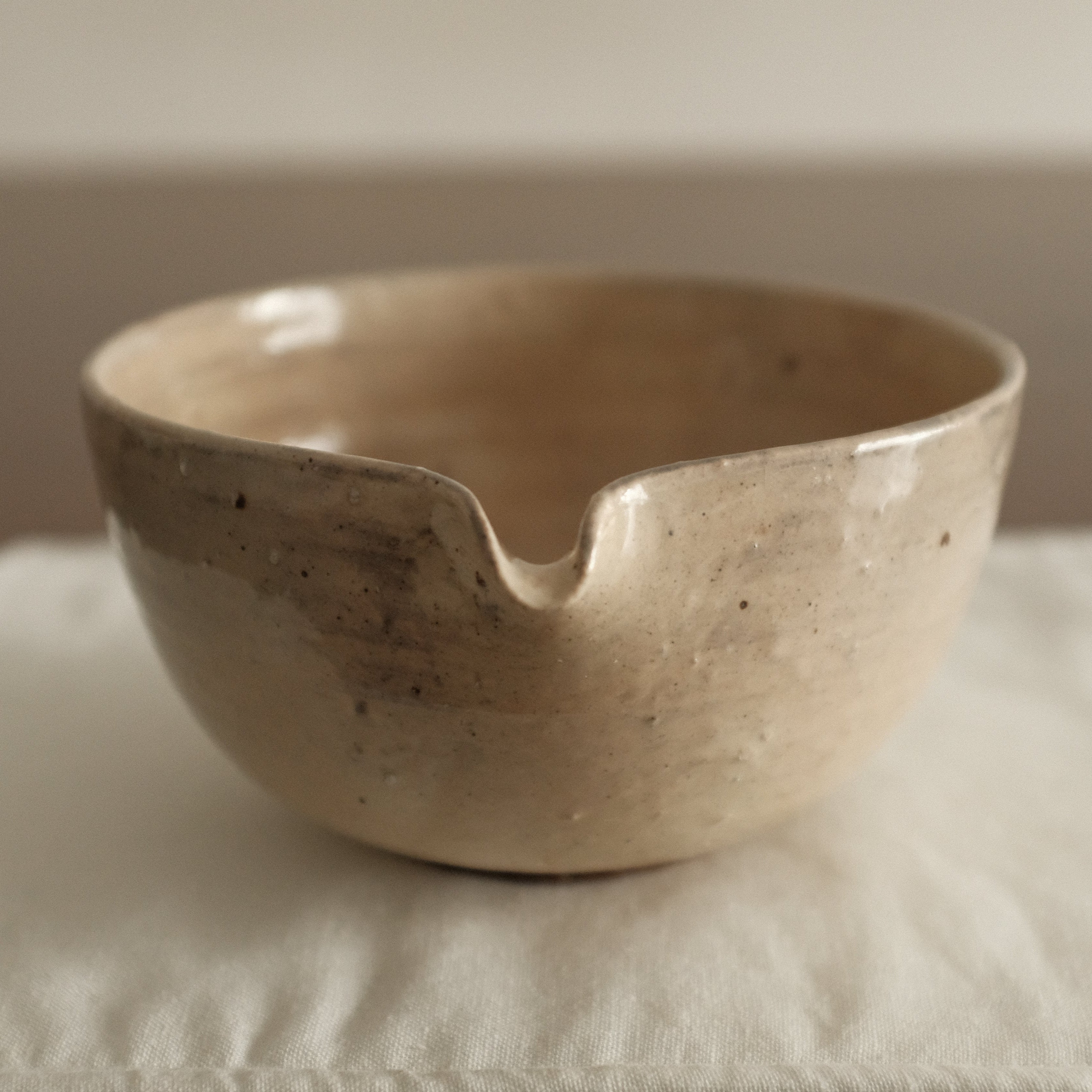 Deer Spotted Glaze Pink Grey Katakuchi Chawan Matcha Bowl Yuli Handmade