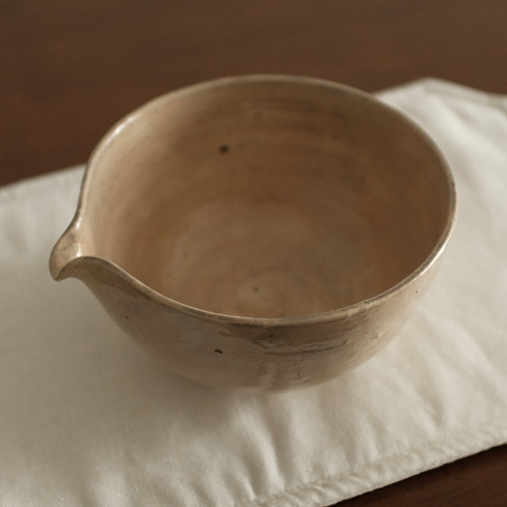 Deer Spotted Glaze Pink Grey Katakuchi Chawan Matcha Bowl Stoneware