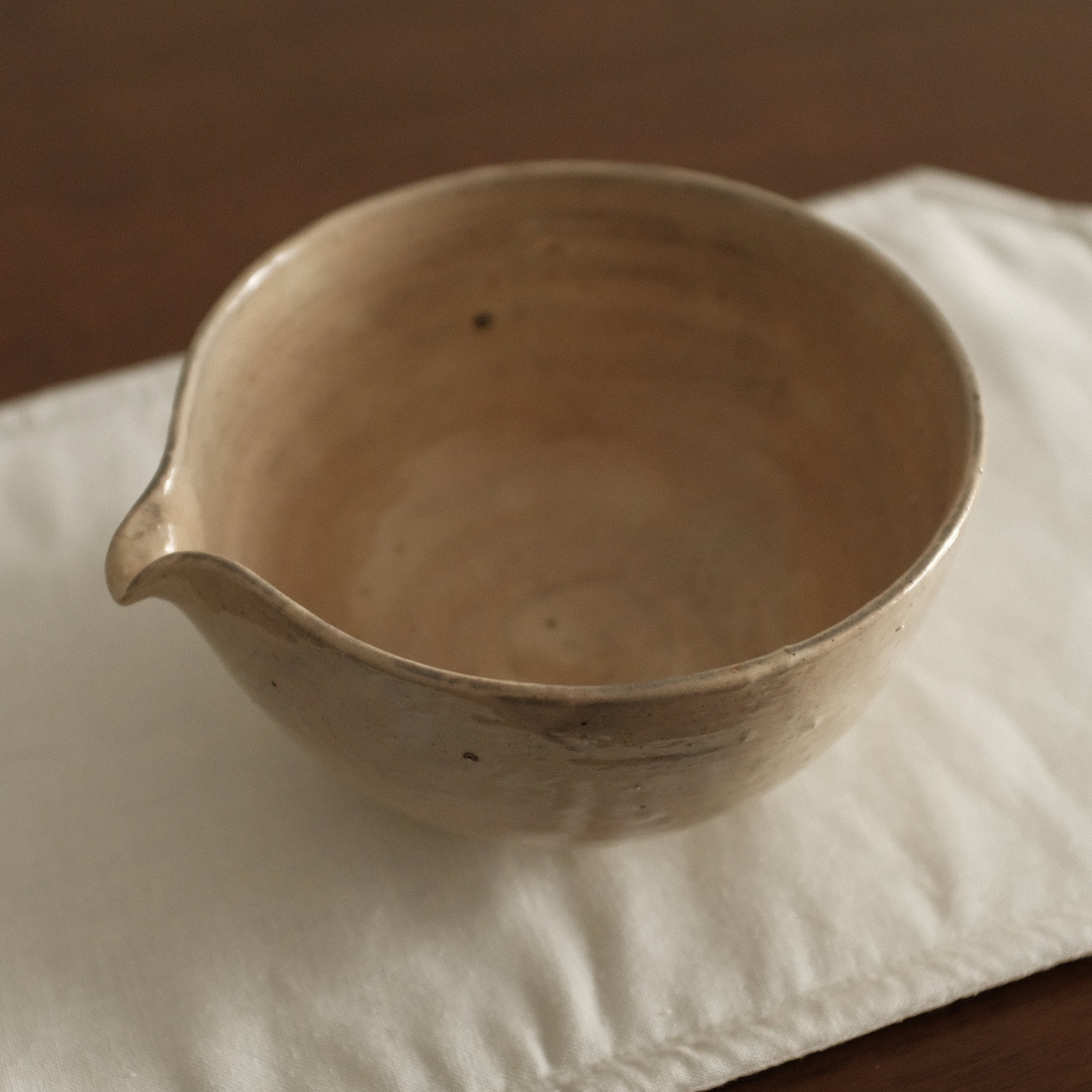 Deer Spotted Glaze Pink Grey Katakuchi Chawan Matcha Bowl Stoneware