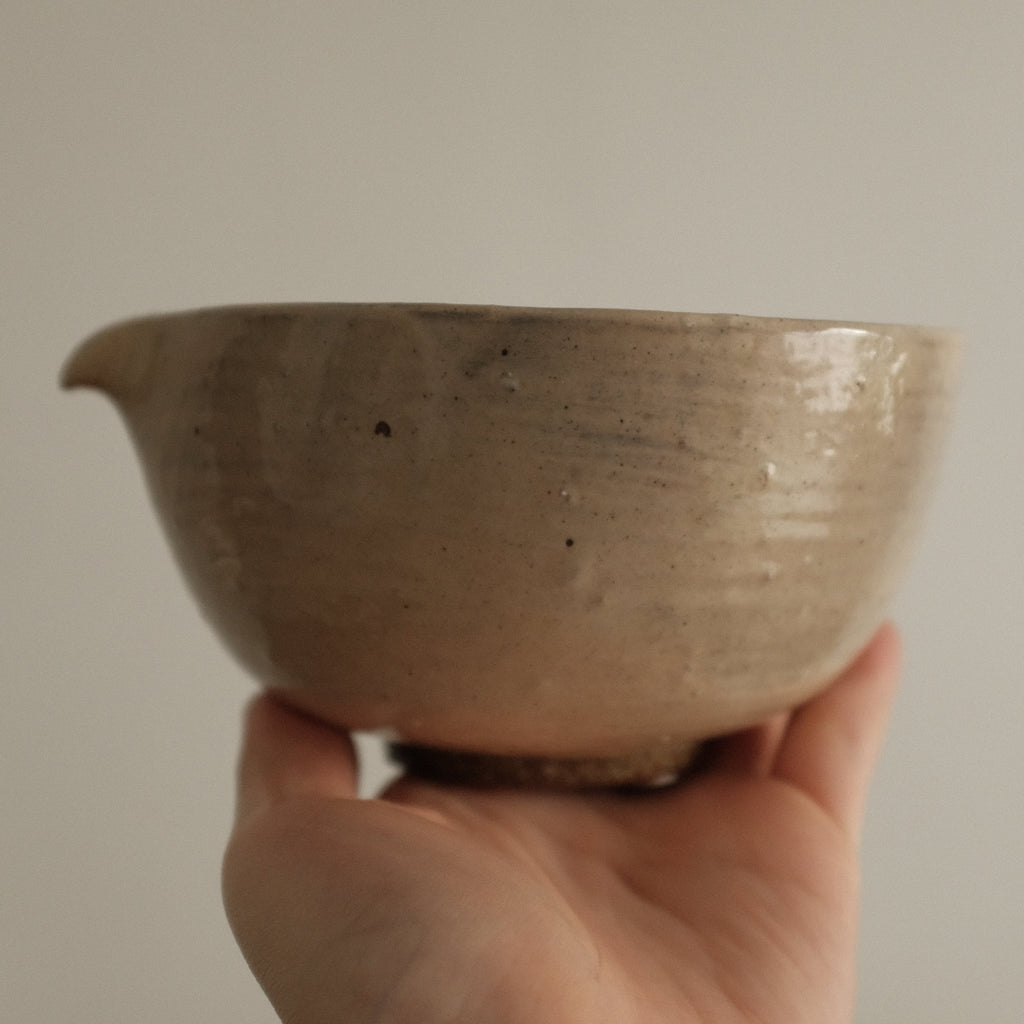 Deer Spotted Glaze Pink Grey Katakuchi Chawan Matcha Bowl Stoneware