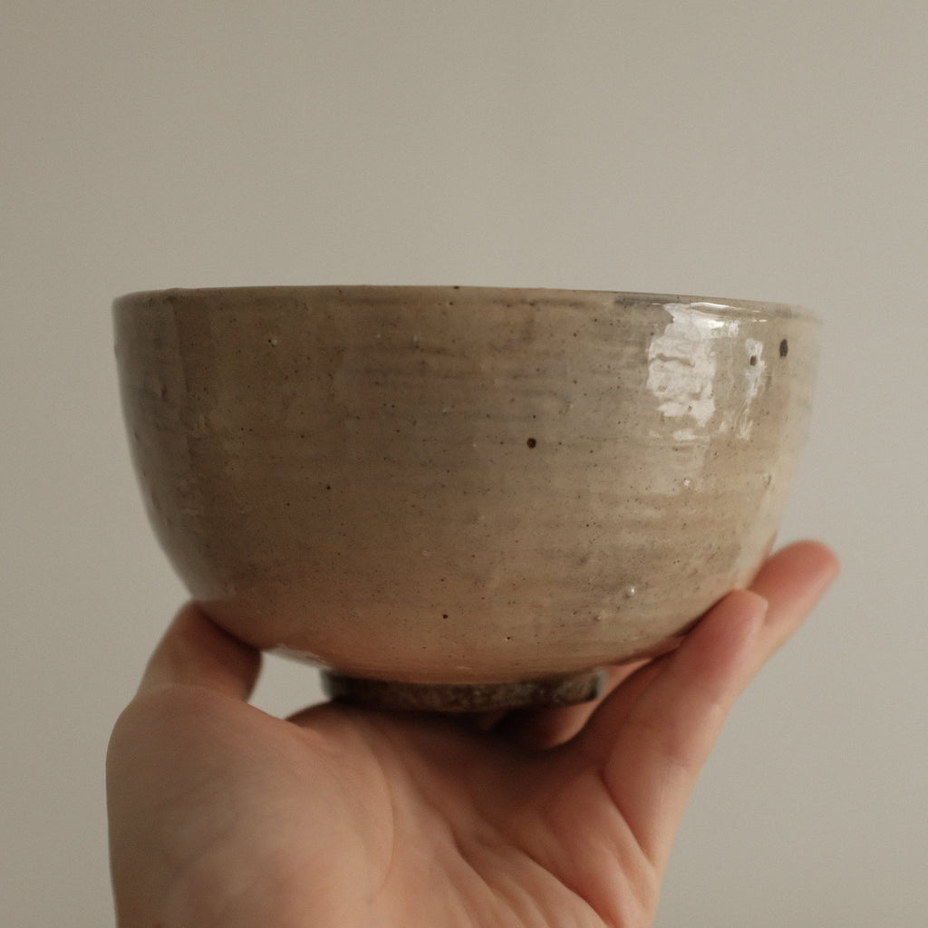 Deer Spotted Glaze Pink Grey Katakuchi Chawan Matcha Bowl Stoneware