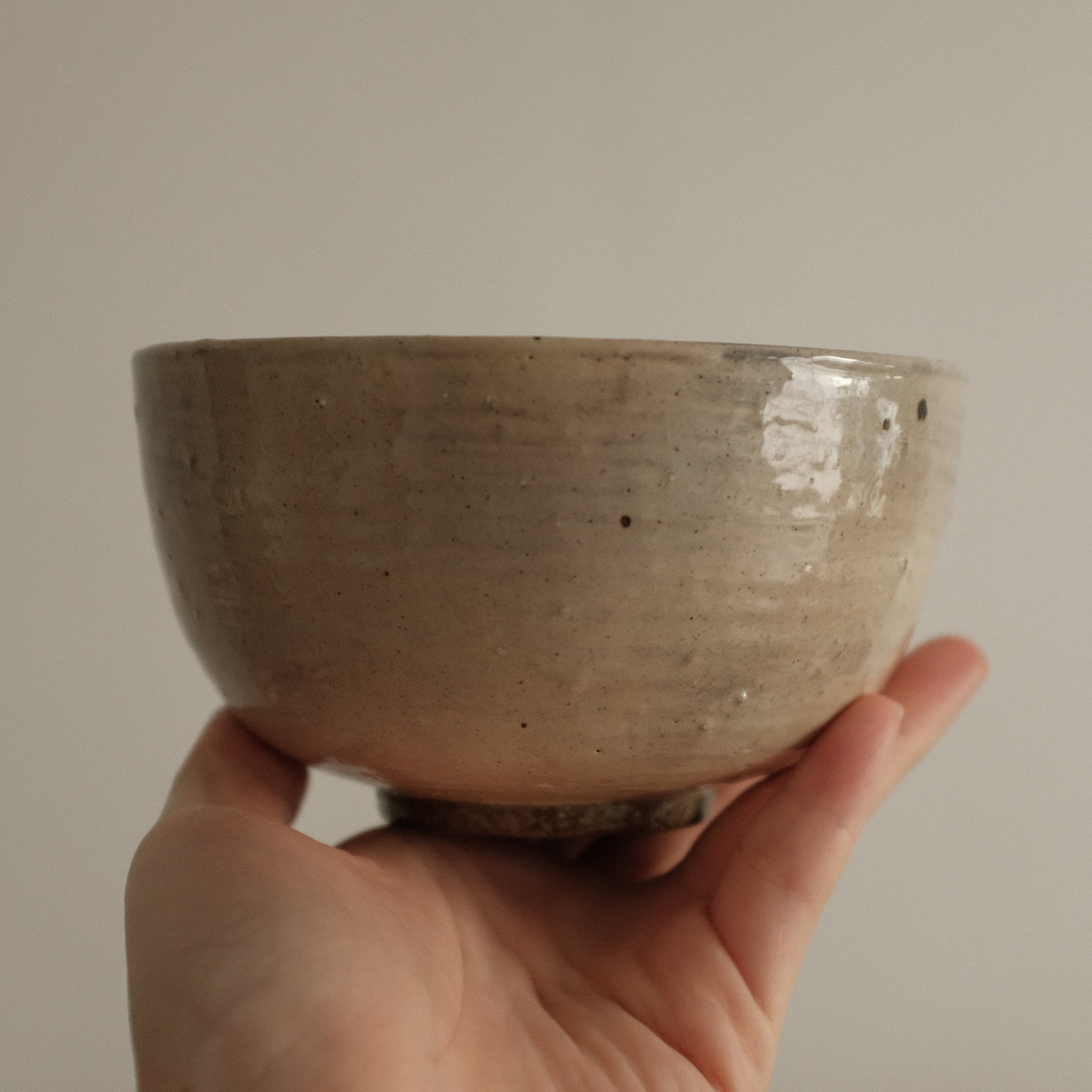 Deer Spotted Glaze Pink Grey Katakuchi Chawan Matcha Bowl Stoneware