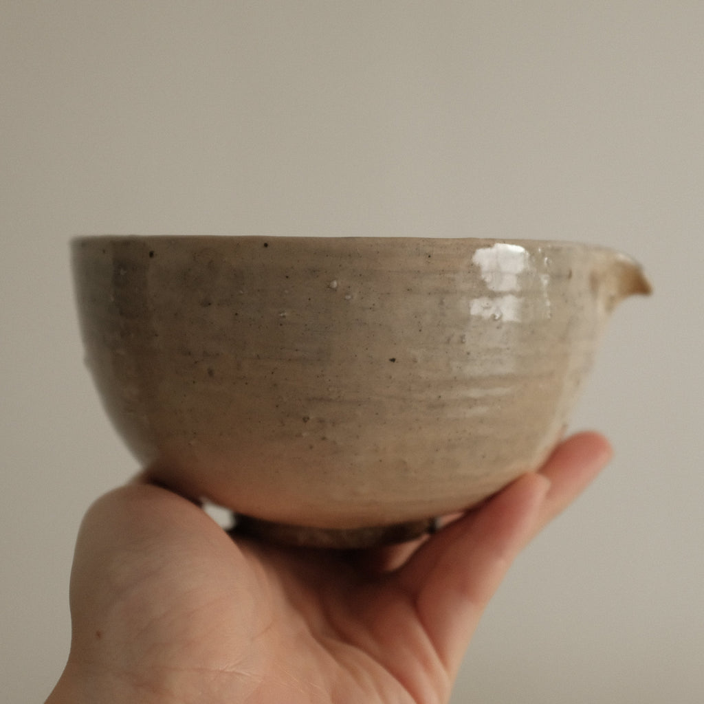 Deer Spotted Glaze Pink Grey Katakuchi Chawan Matcha Bowl Stoneware