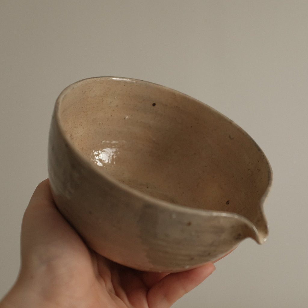 Deer Spotted Glaze Pink Grey Katakuchi Chawan Matcha Bowl Stoneware