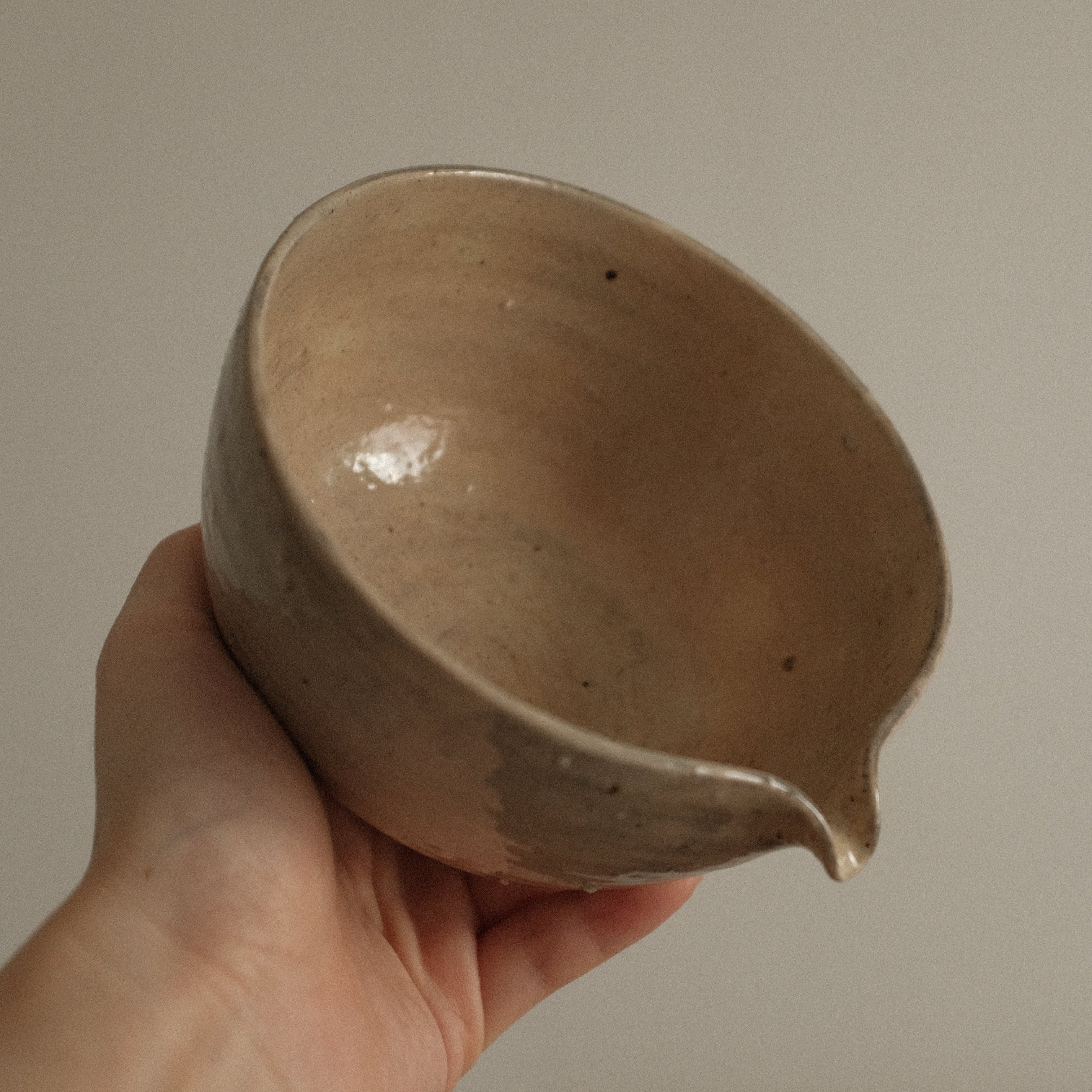 Deer Spotted Glaze Pink Grey Katakuchi Chawan Matcha Bowl Stoneware