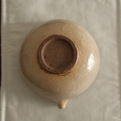 Yuli Handmade Pink Grey Katakuchi Chawan Matcha Bowl Deer Spotted Glazed Underglaze Wood-fired Ceramic Stoneware