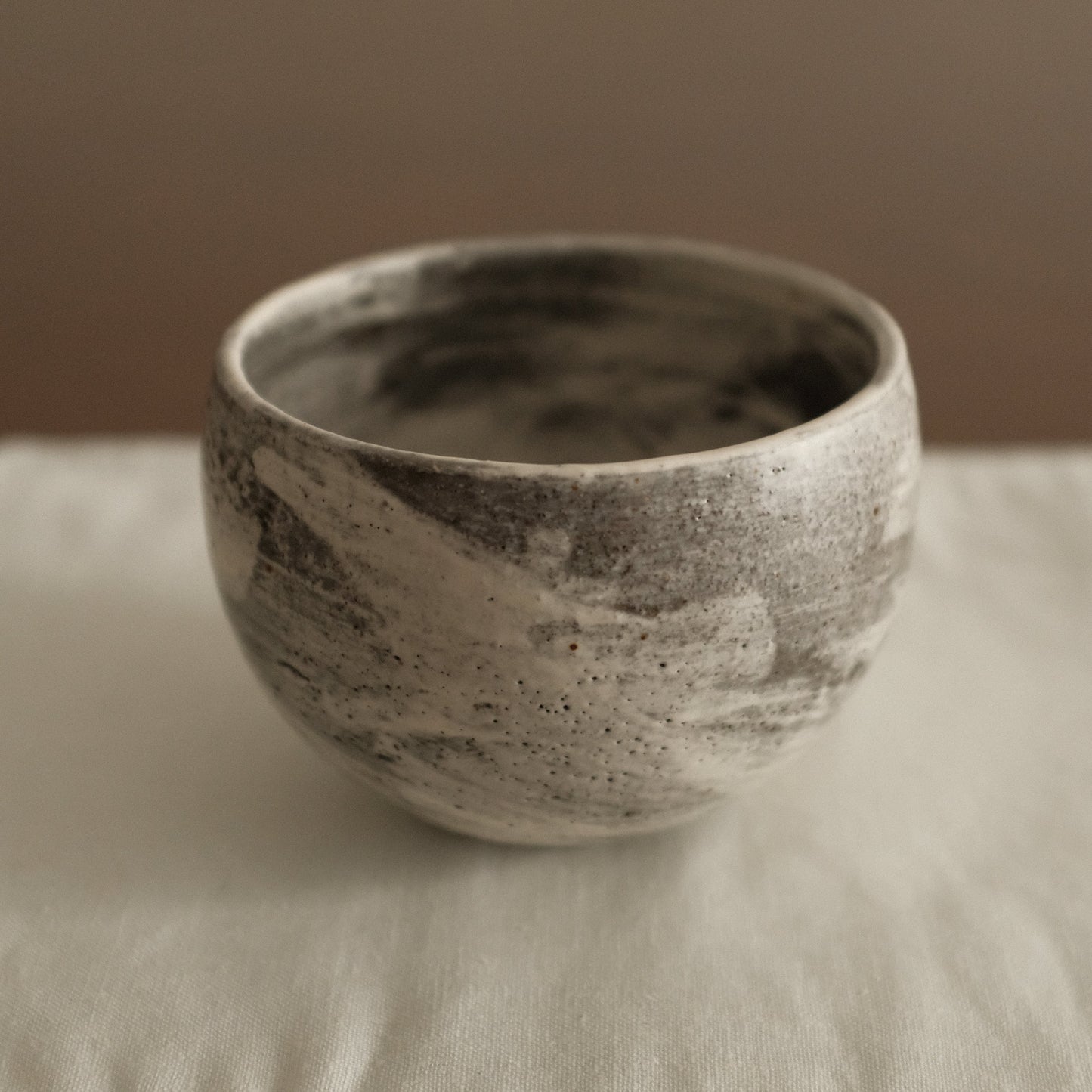 Yuli Handmade Speckled Grey White Round Egg Cup Powdered Glaze Underglaze Stoneware