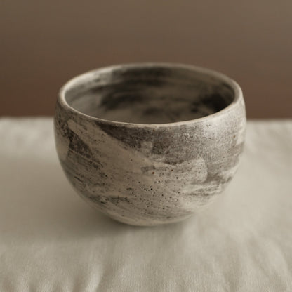 Yuli Handmade Speckled Grey White Round Egg Cup Powdered Glaze Underglaze Stoneware