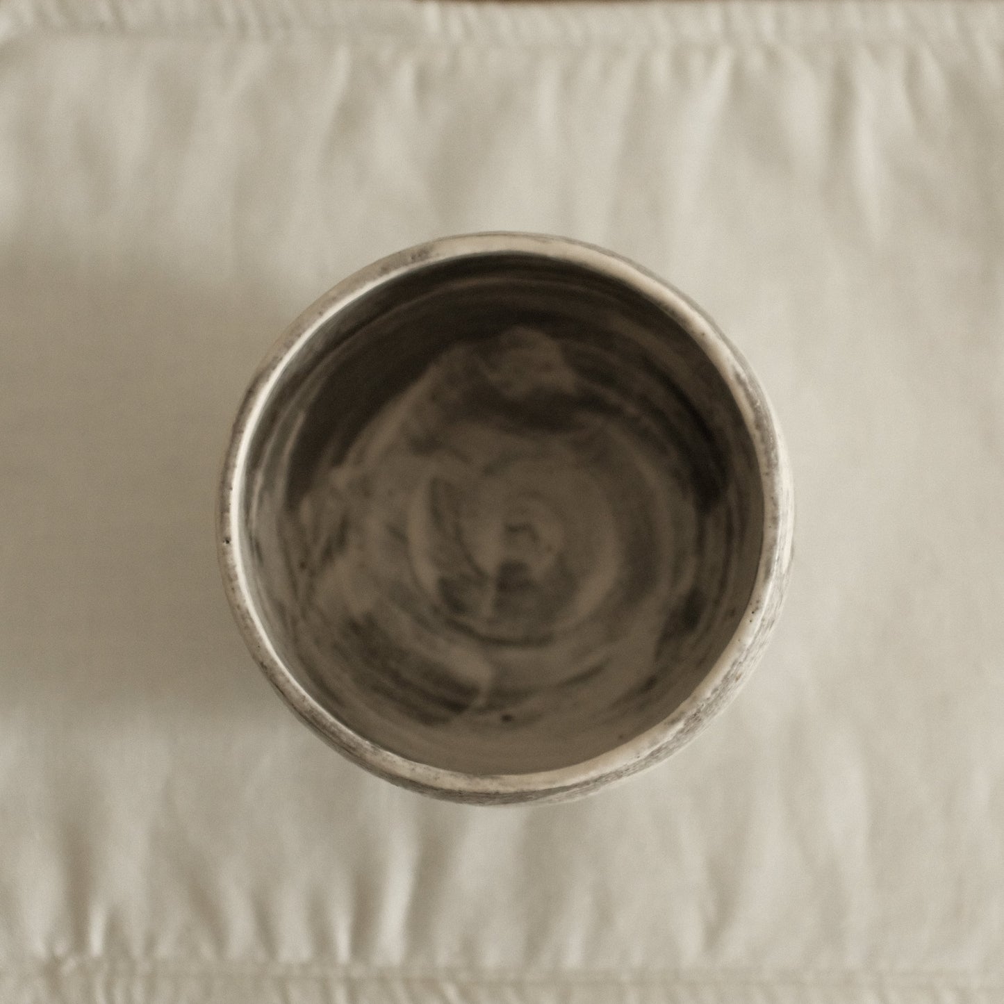 Yuli Handmade Speckled Grey White Round Egg Cup Powdered Glaze Underglaze Stoneware