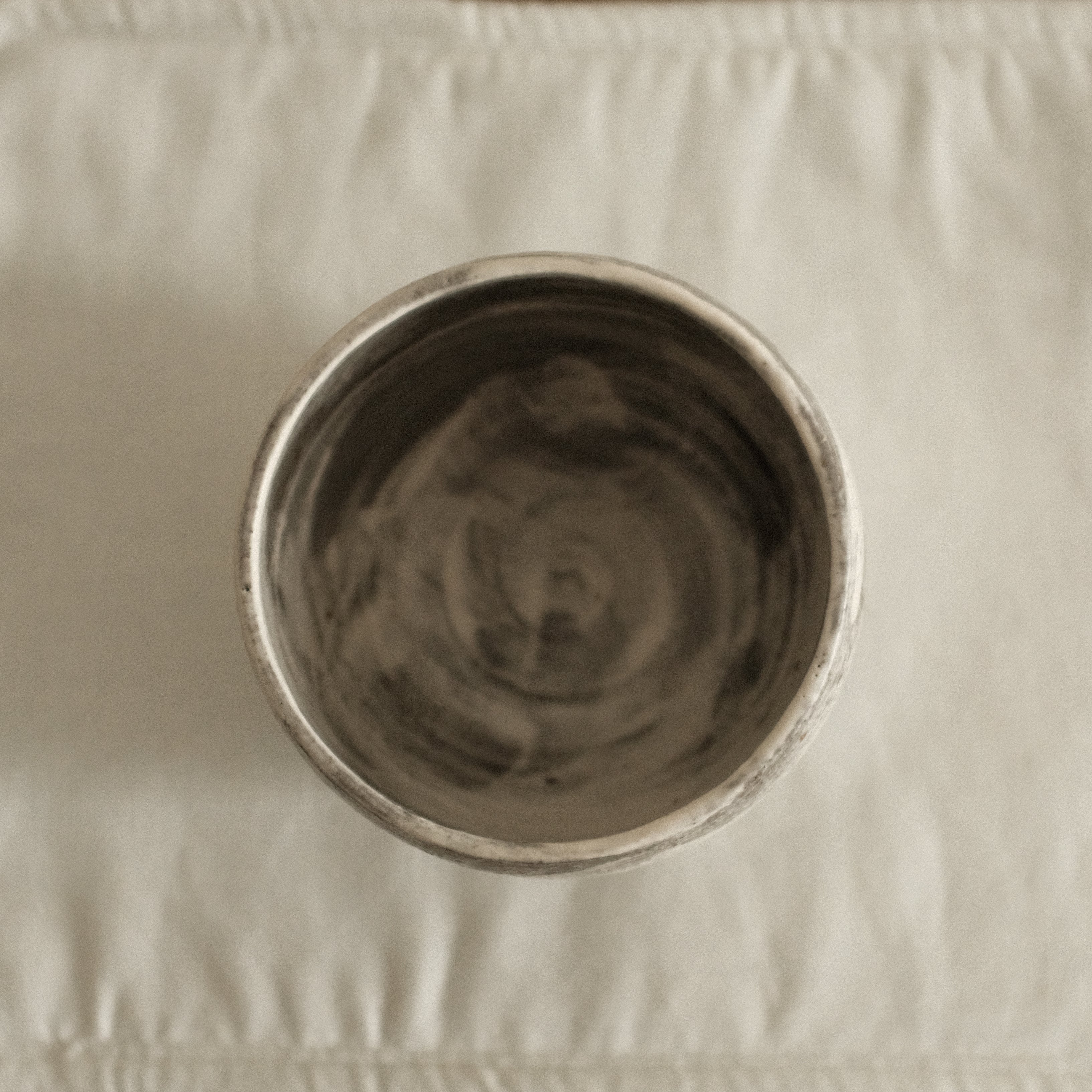 Yuli Handmade Speckled Grey White Round Egg Cup Powdered Glaze Underglaze Stoneware