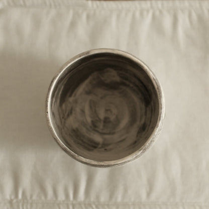 Yuli Handmade Speckled Grey White Round Egg Cup Powdered Glaze Underglaze Stoneware