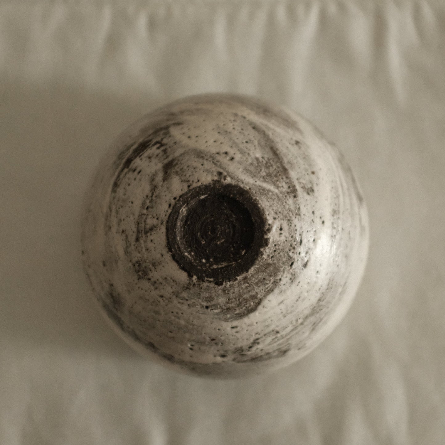 Yuli Handmade Speckled Grey White Round Egg Cup Powdered Glaze Underglaze Stoneware