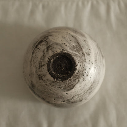 Yuli Handmade Speckled Grey White Round Egg Cup Powdered Glaze Underglaze Stoneware