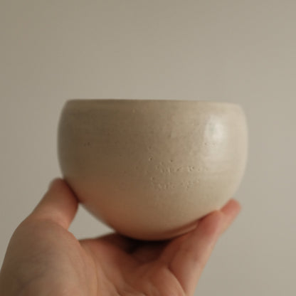 Yuli Handmade Snow White Round Egg Cup Powdered Glaze Underglaze Stoneware