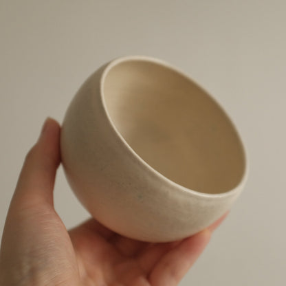 Yuli Handmade Snow White Round Egg Cup Powdered Glaze Underglaze Stoneware