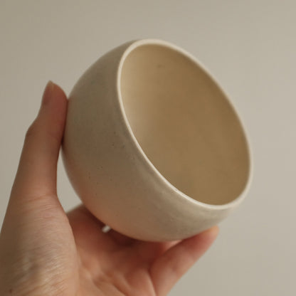 Yuli Handmade Snow White Round Egg Cup Powdered Glaze Underglaze Stoneware