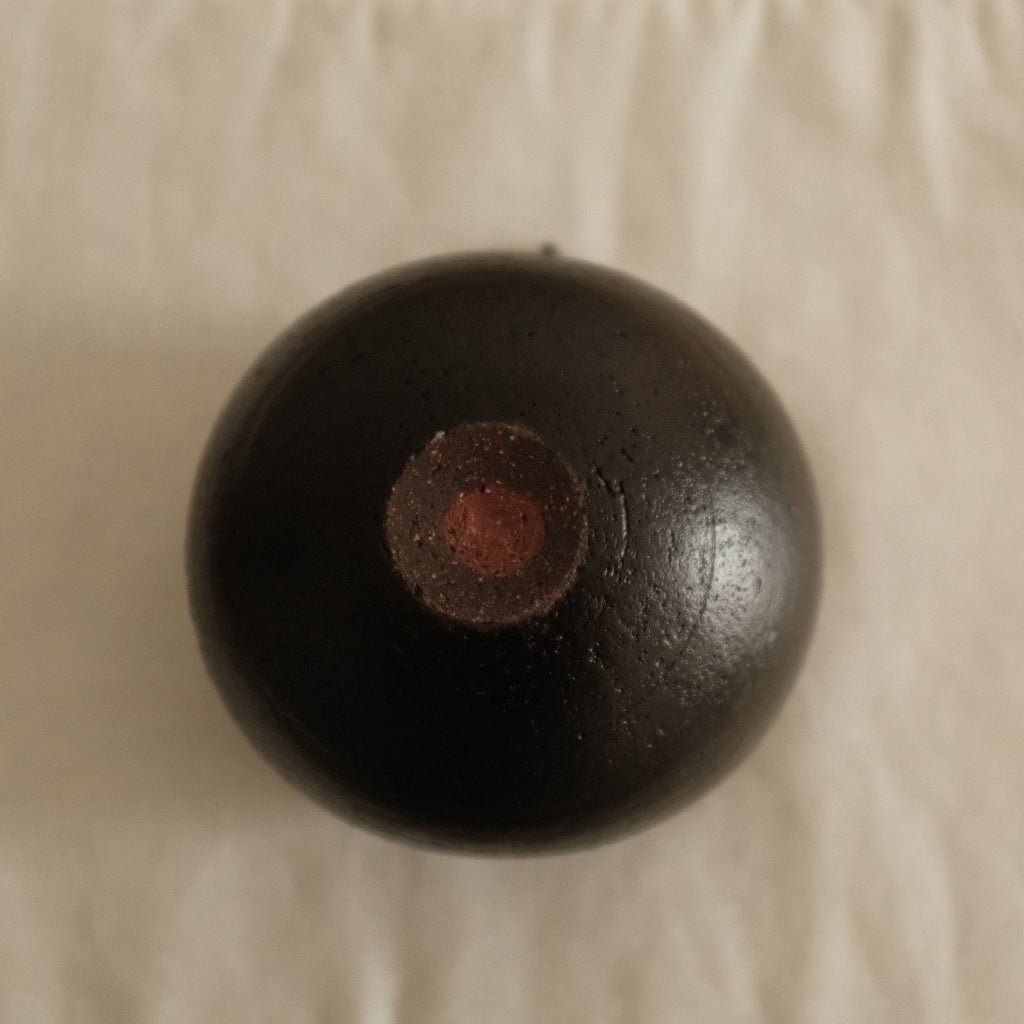 Yuli Handmade Ebony Black Apple Cup Bowl Black Glaze Underglaze Stoneware