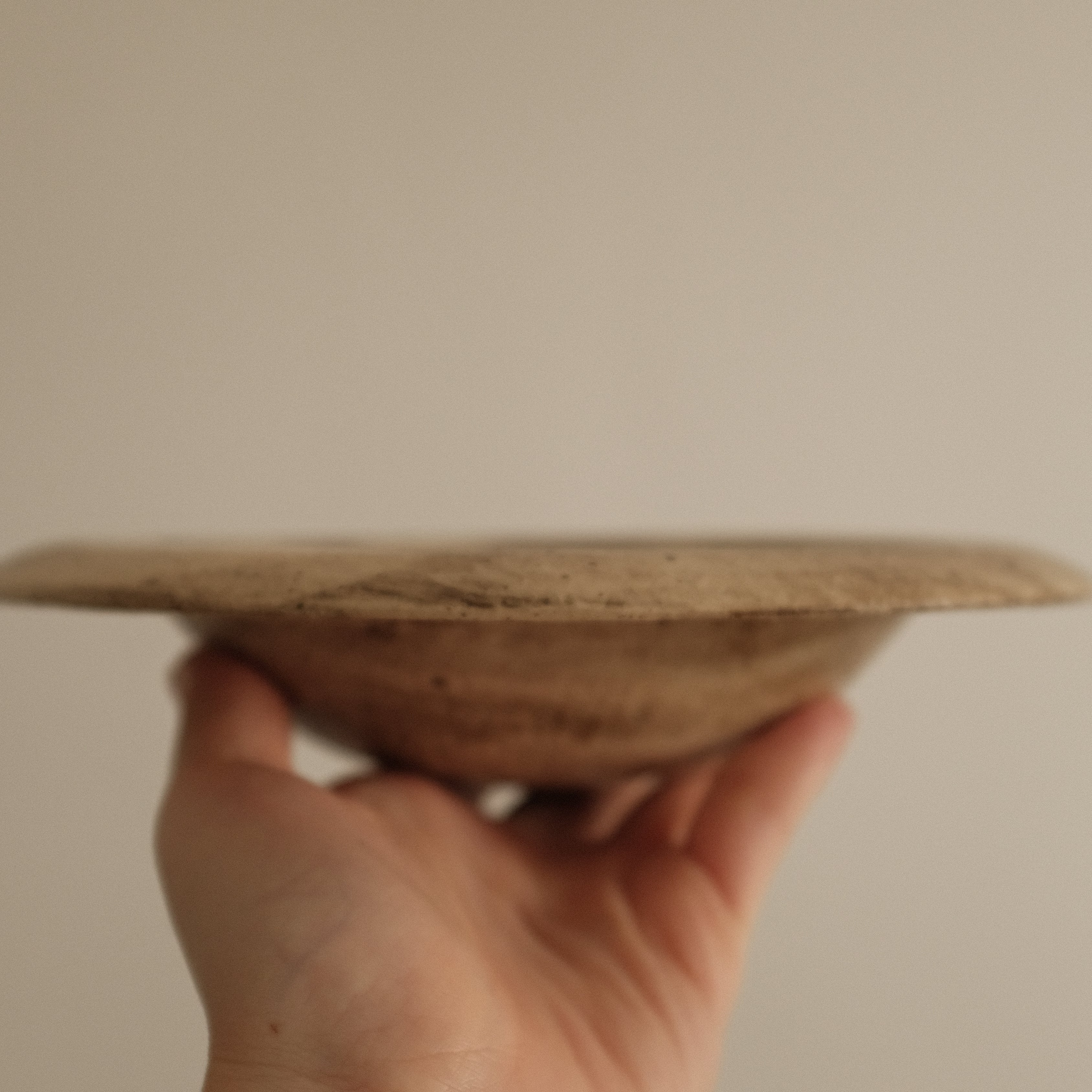 Yuli Handmade Speckled Mellow Brown Rolled Rim Deep Plate Dish Powdered Glaze Underglazed Stoneware