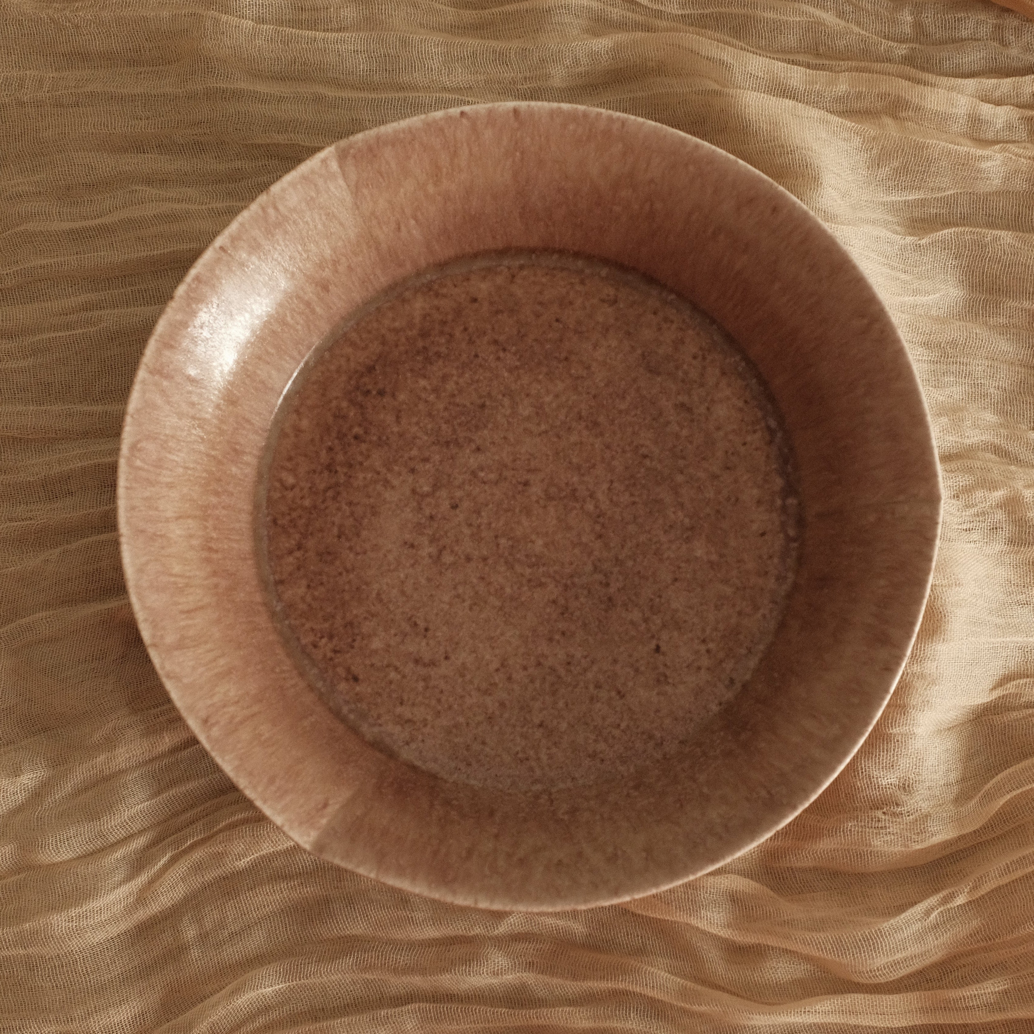 Kuroki Taira Adzuki Bean Glaze Three Petals Shallow Plate Bowl Porcelain Ceramic