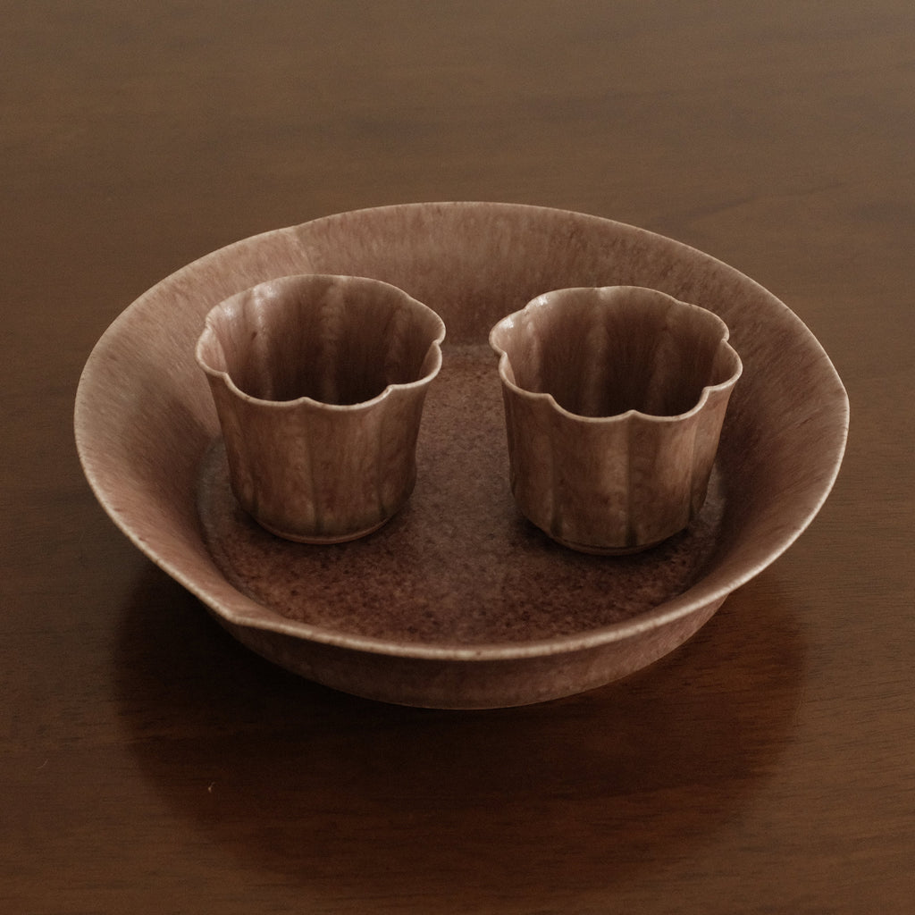 Kuroki Taira Adzuki Bean Pink Glaze Floral Cup Porcelain Ceramic