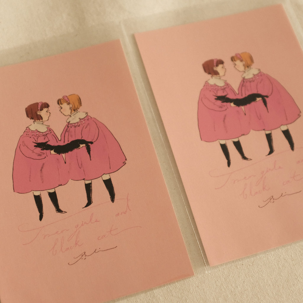 Kurahashi Rei Cat and Twins Postcard