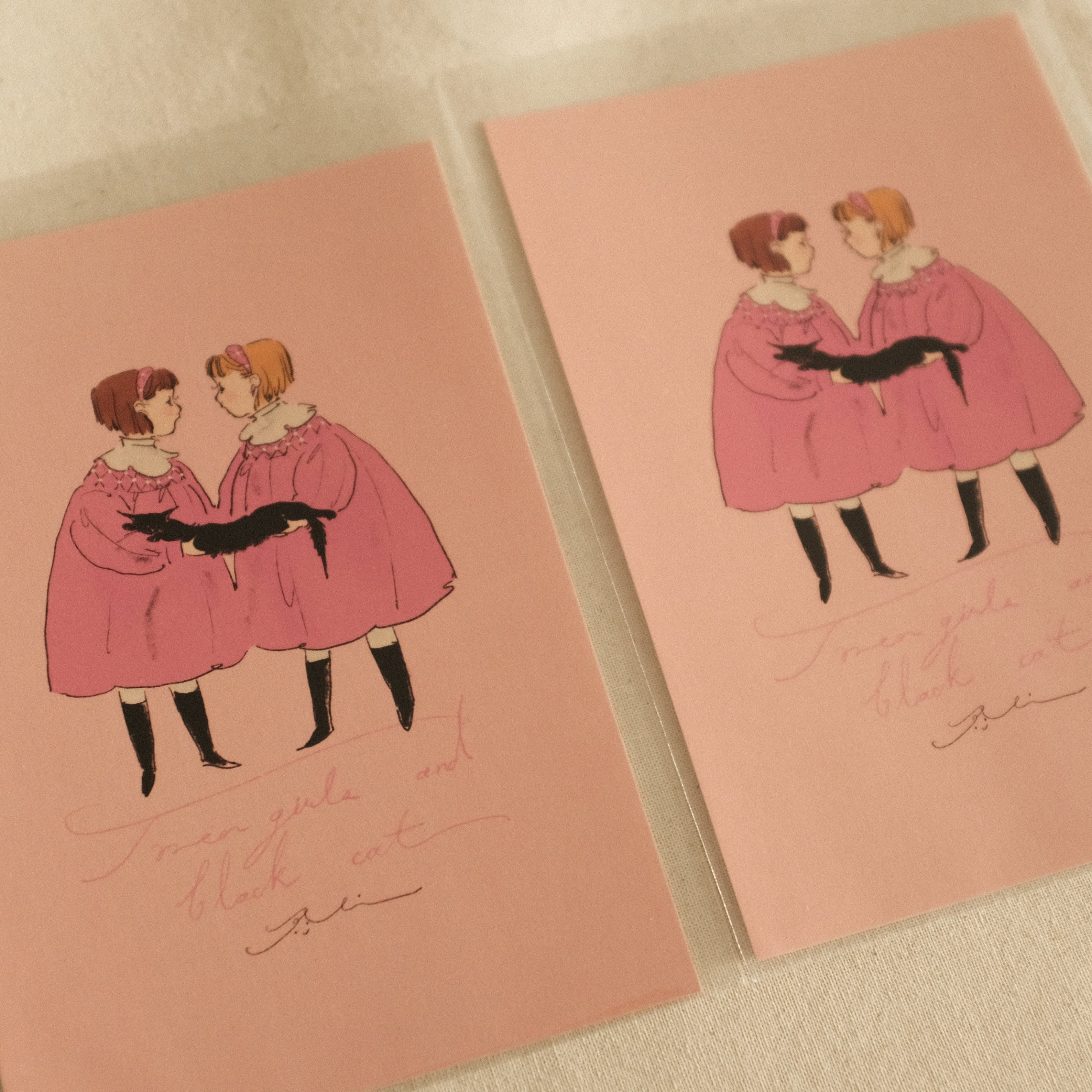 Kurahashi Rei Cat and Twins Postcard