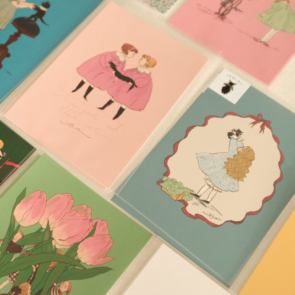 Kurahashi Rei Cat and Twins Postcard