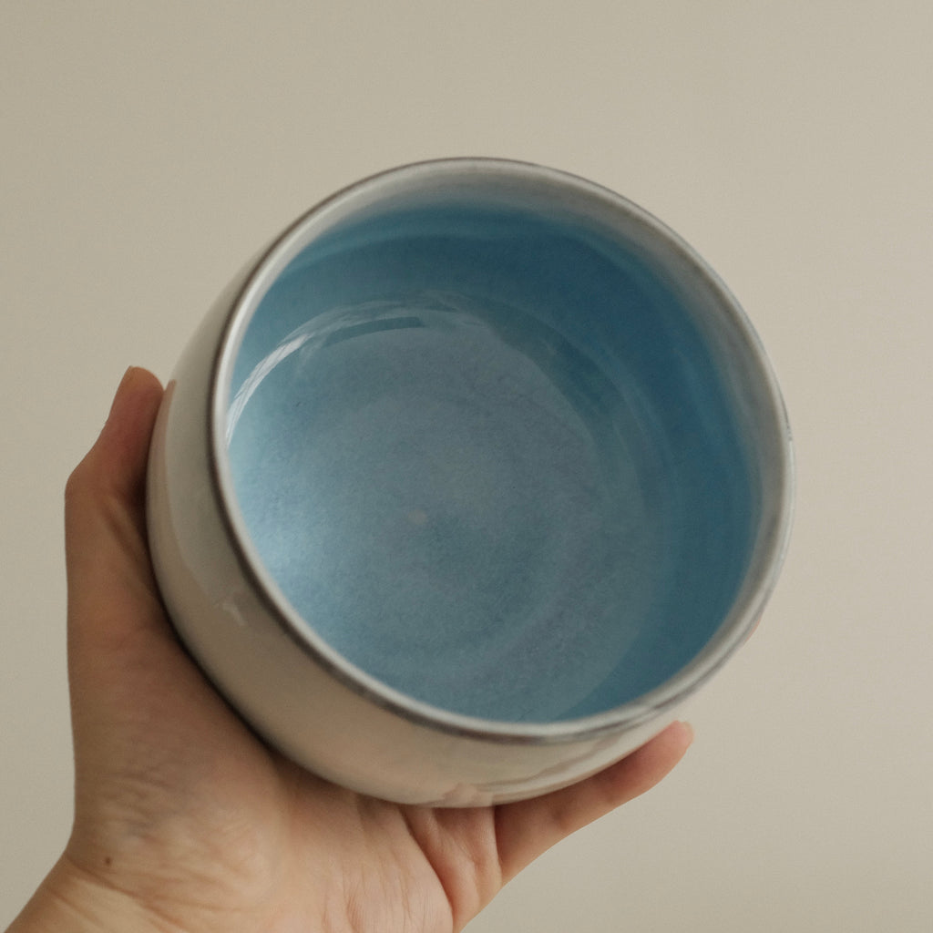Aika Japan Buruparu Blue Pearl Glaze Chawan Matcha Bowl Hasami ware
