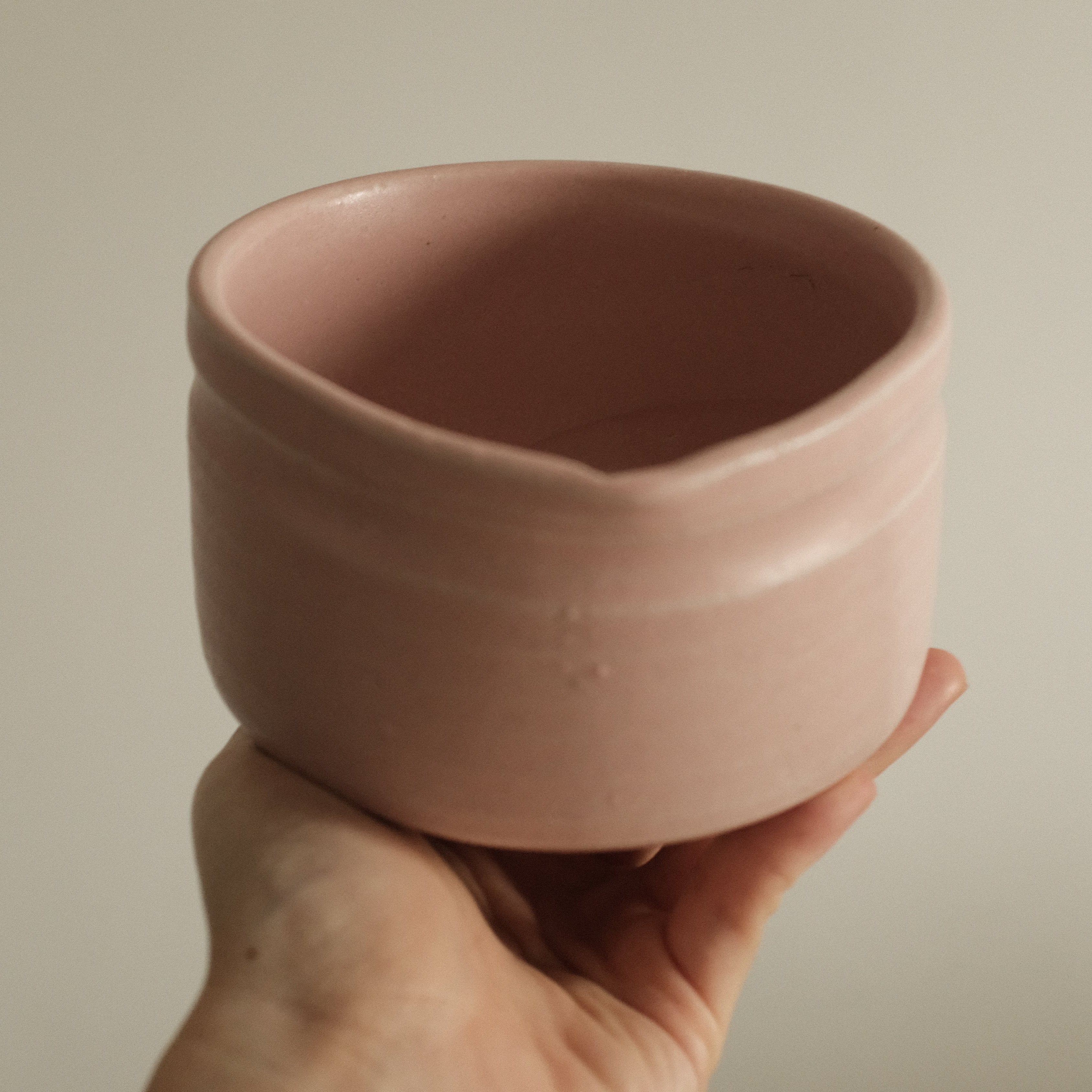 Hatsuichi Japan Momo Neri Pink Katakuchi Chawan Matcha Bowl Large Minoware